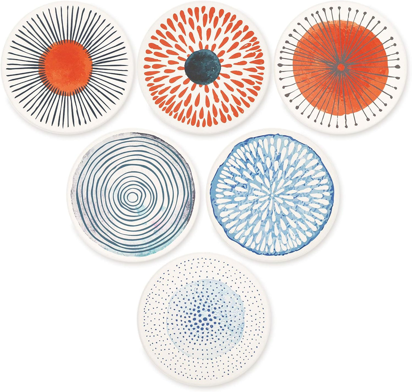 Coasters for Drinks Absorbing Round Ceramic Stone Coaster / Colorful with Holder / Set of 6