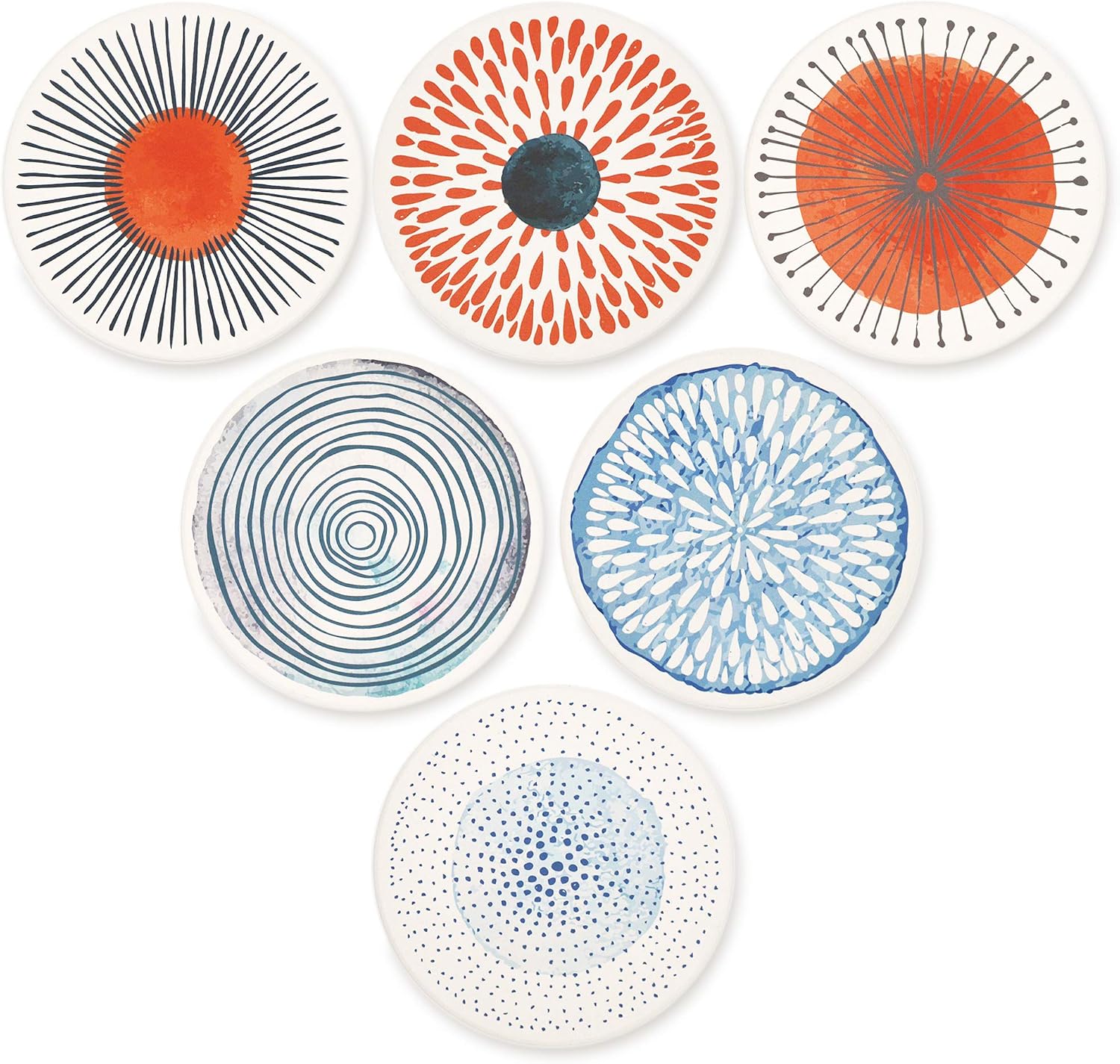 Coasters for Drinks Absorbing Round Ceramic Stone Coaster / Colorful with Holder / Set of 6