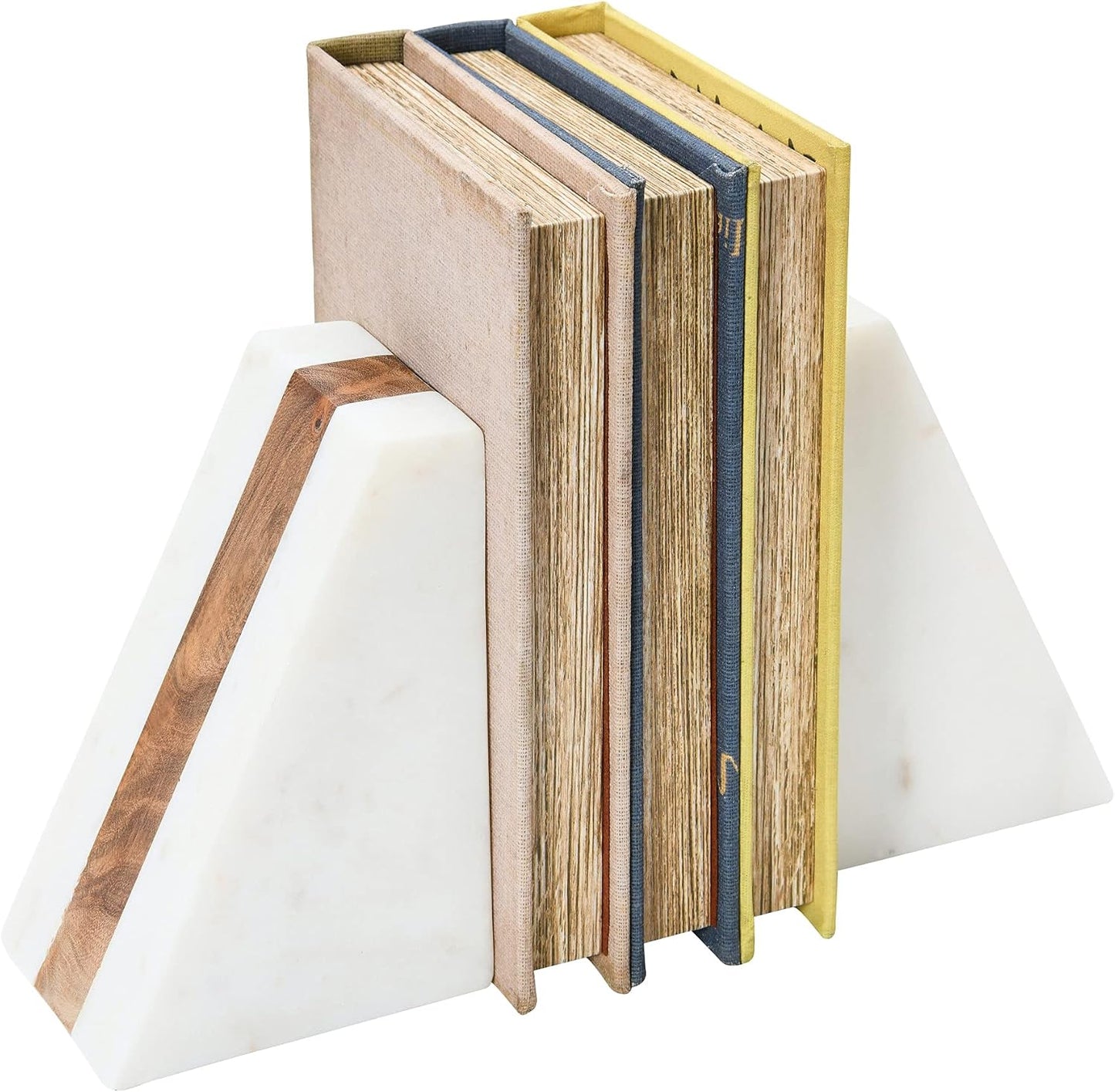 Marble Geometric Bookends / White