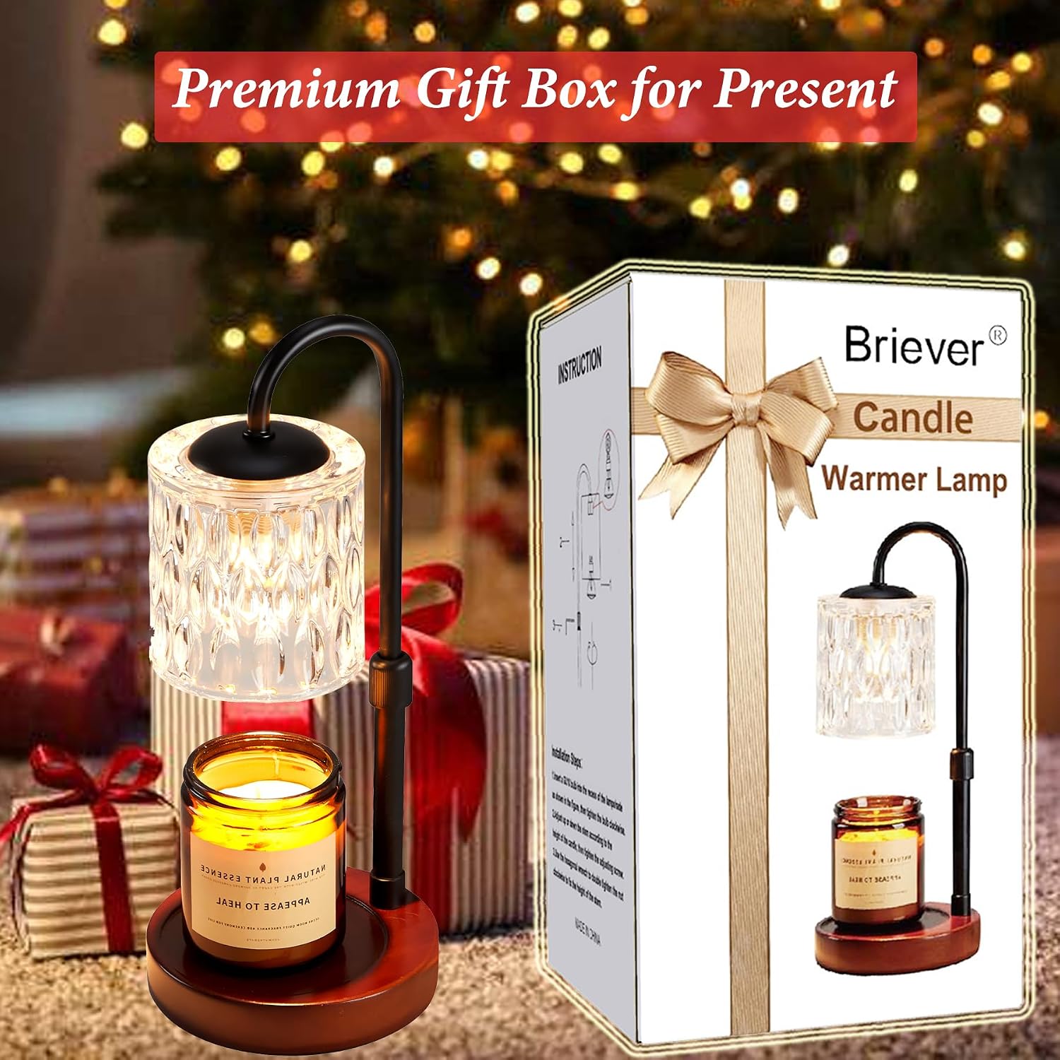 Dimmable Candle Warmer Lamp with Timer, Height Adjustable Electric Candle Wax Warmer, Christmas Birthday Gifts for