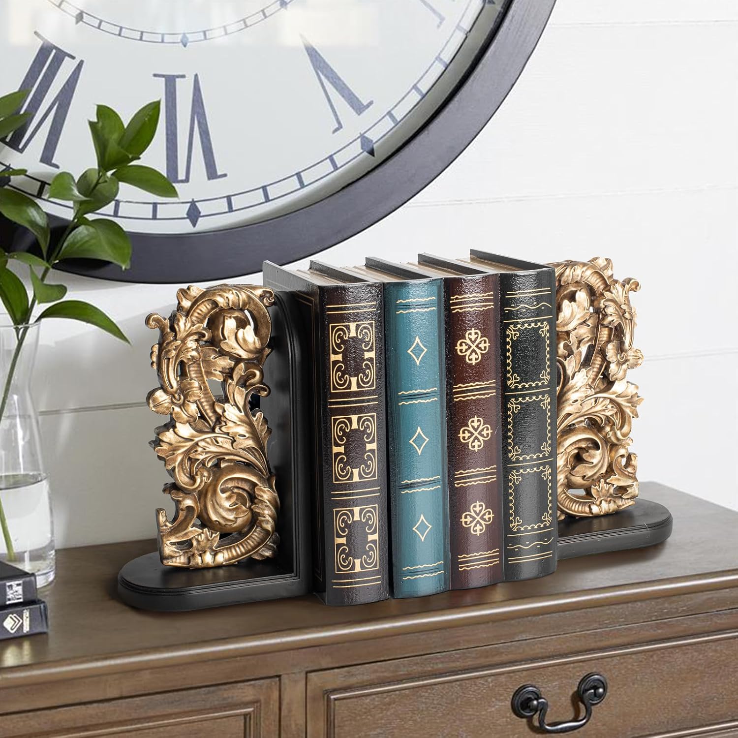 Vintage Heavy Duty Bookends / Bronze Gold & Black