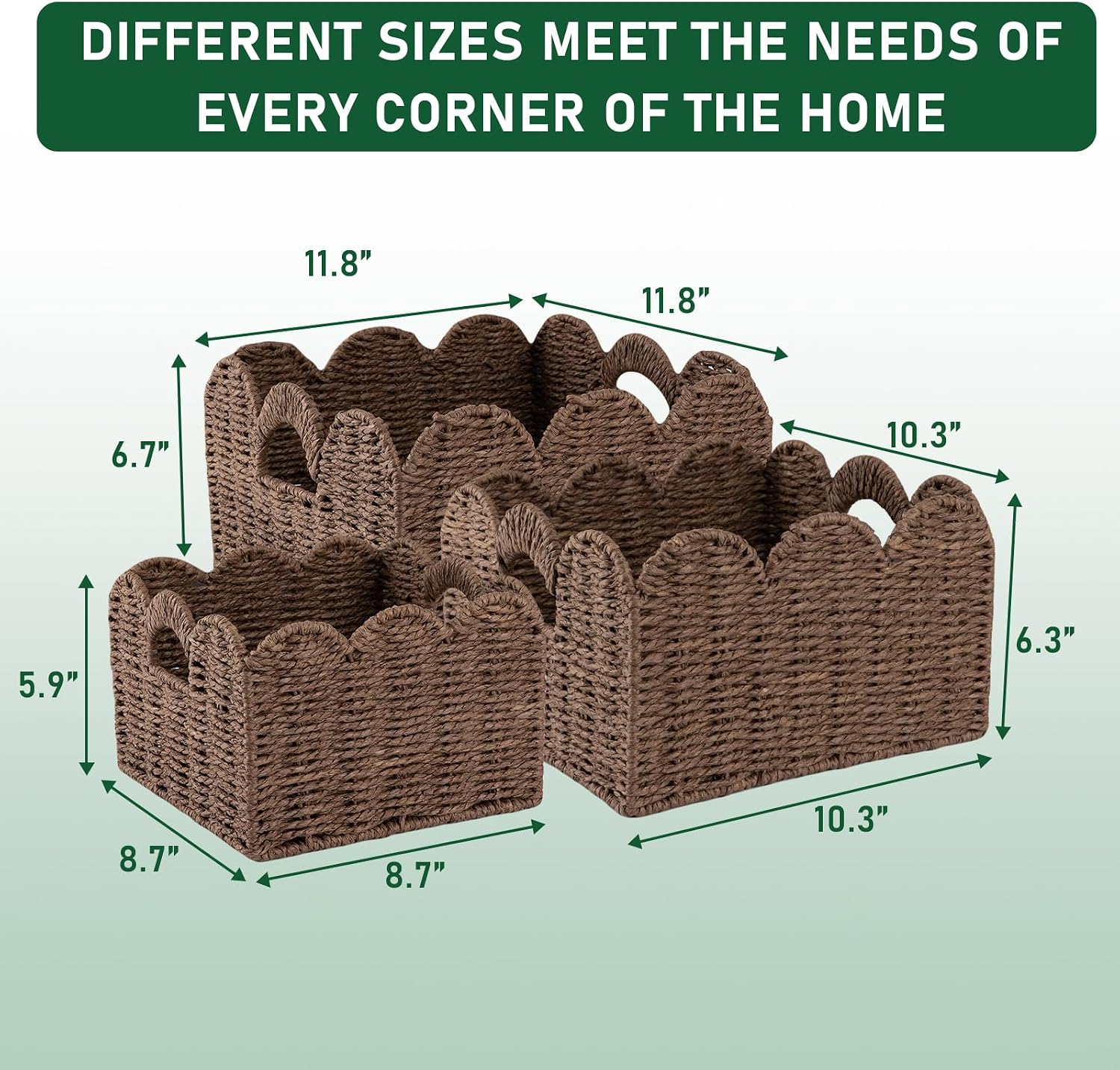 Scalloped Wicker Baskets / Brown