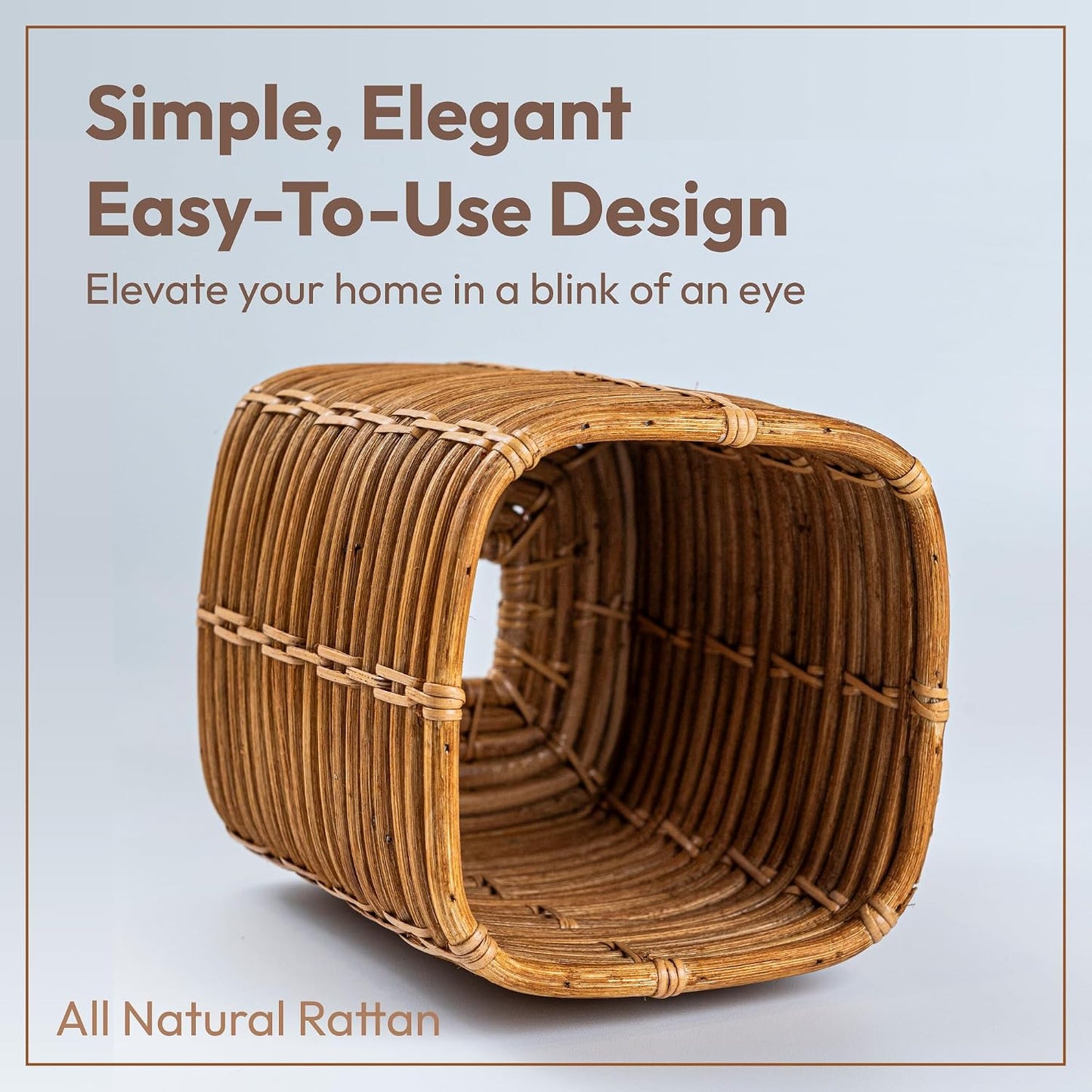 Rattan Tissue Box Cover Square / White Wash / 5.5 x 5.5 x 6