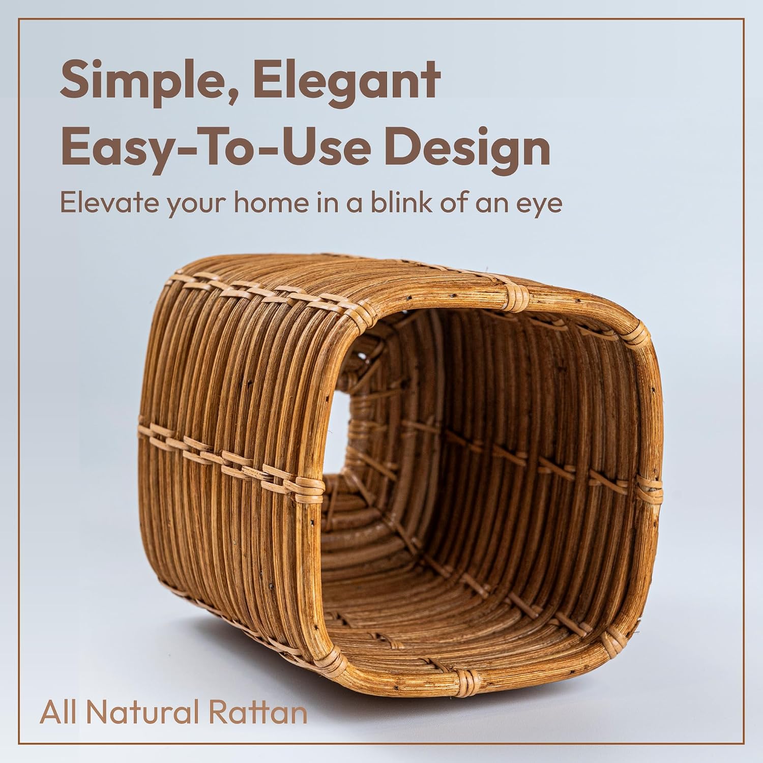 Rattan Tissue Box Cover Square / White Wash / 5.5 x 5.5 x 6