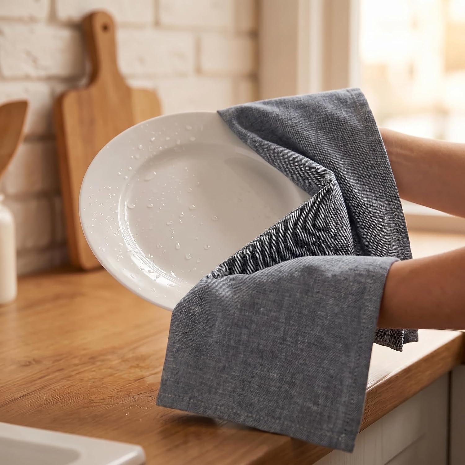 Urban Villa Kitchen Towels Premium Quality 100% Cotton Solid Kitchen Towels Set of 6 Ultra Soft Size 20X30 Inches