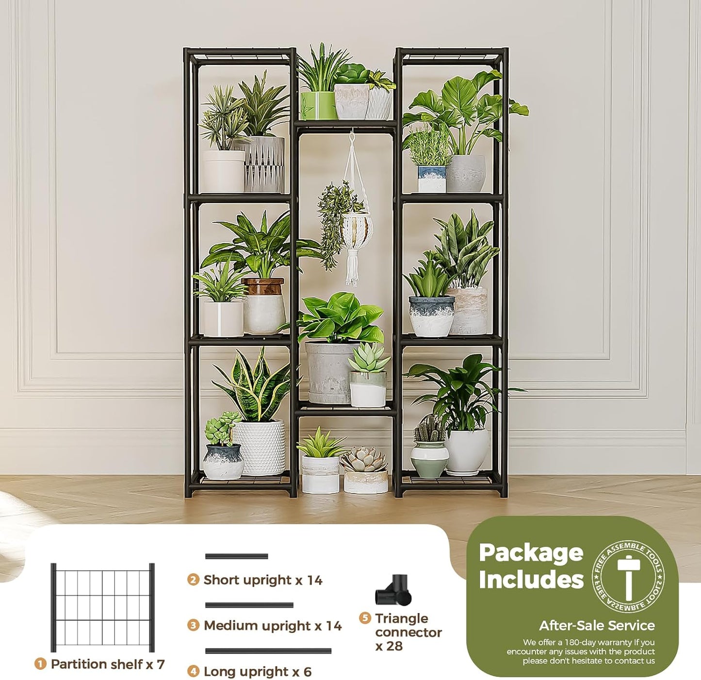 Bamworld Plant Stand Outdoor Metal Plant Shelf for Multiple Plants Large Plant Holder Waterproof for Garden Living Room