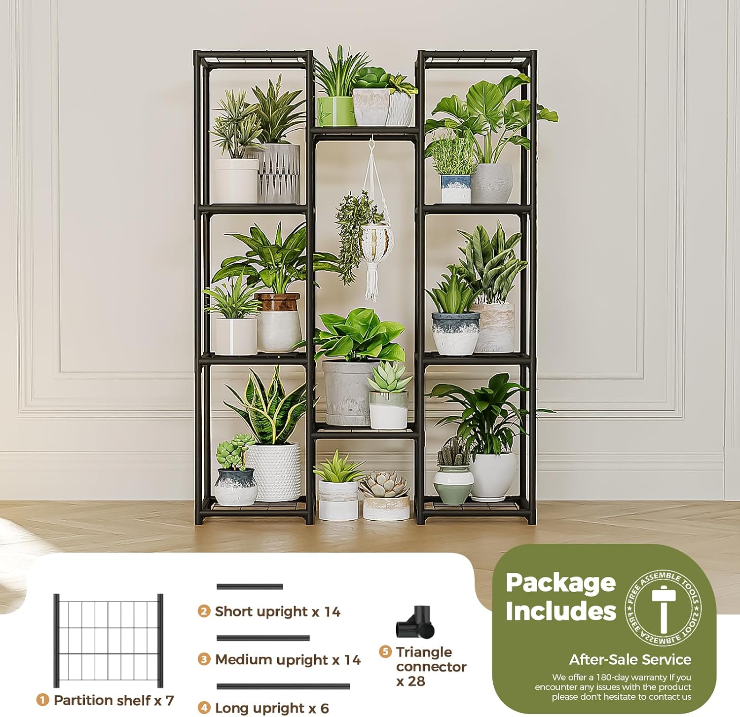 Bamworld Plant Stand Outdoor Metal Plant Shelf for Multiple Plants Large Plant Holder Waterproof for Garden Living Room