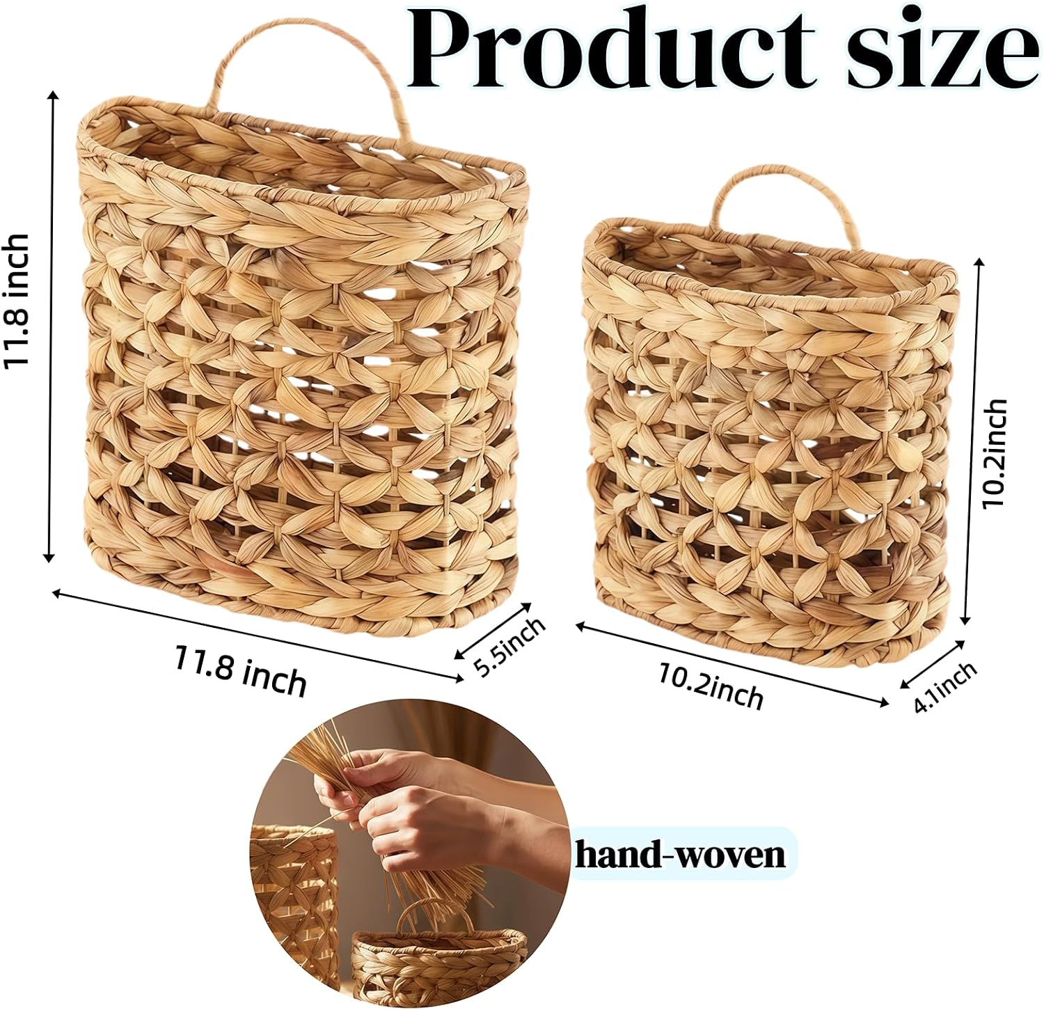 Wicker Wall Hanging Basket / Natural / Set of 2