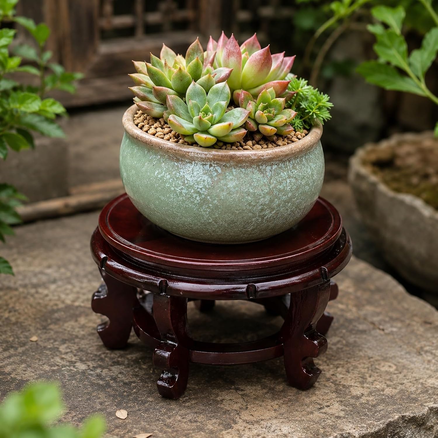 Wooden Mini Stool Display Stand Round Plant Riser Shelf Decor