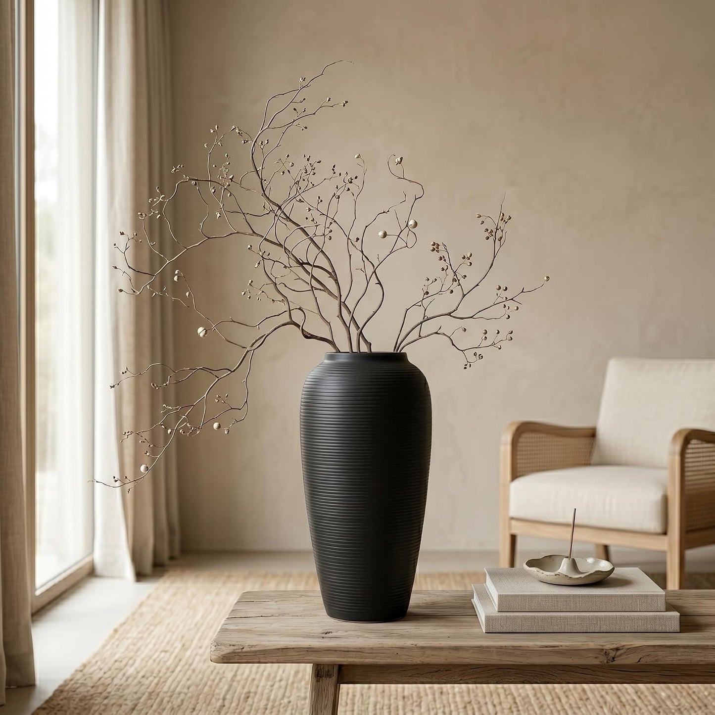 Matte Black 12.6" Ceramic Vase / Matte Black - 12.6" Tall