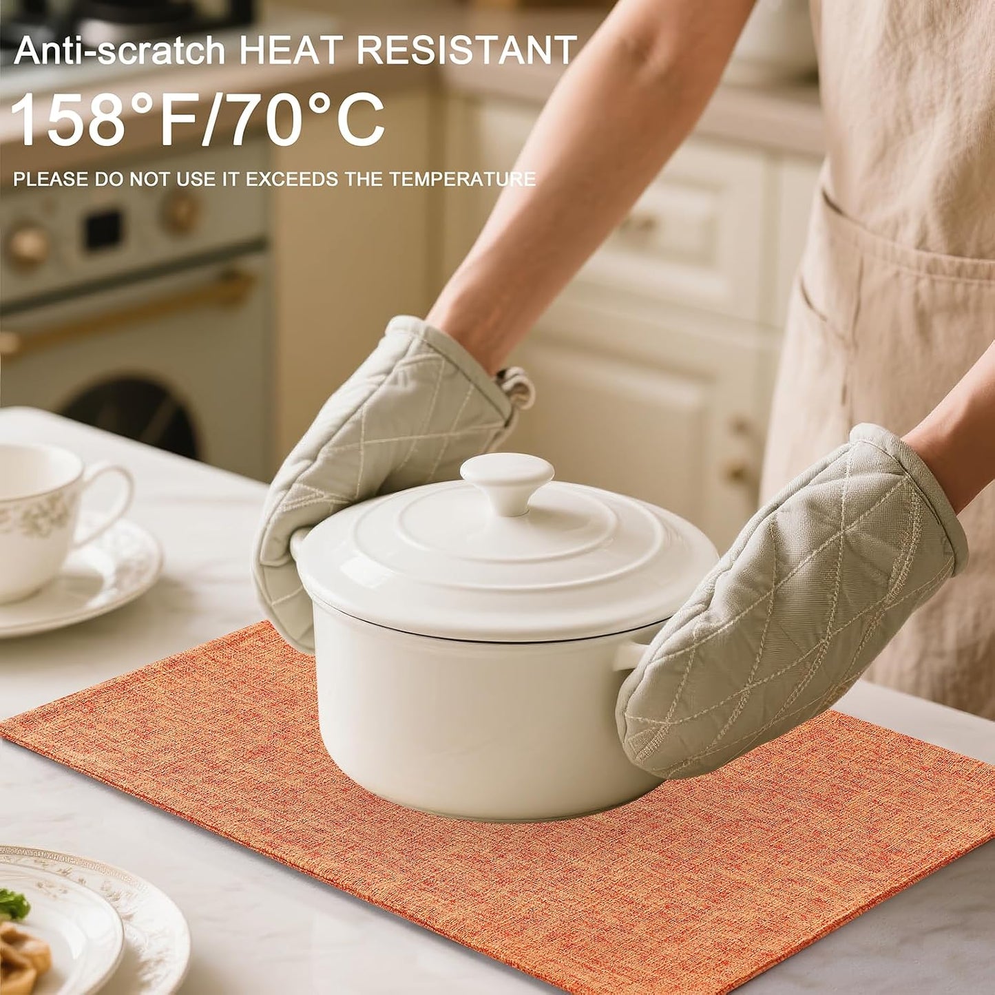 Homaxy Cloths Placemats for Dining Table Set of 6, 13" x 19", Orange | Heat Resistant, Washable, Cotton Linen Blend