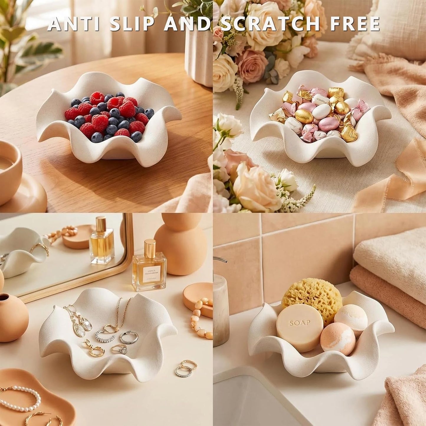 Ceramic Flower Decorative Bowl / White