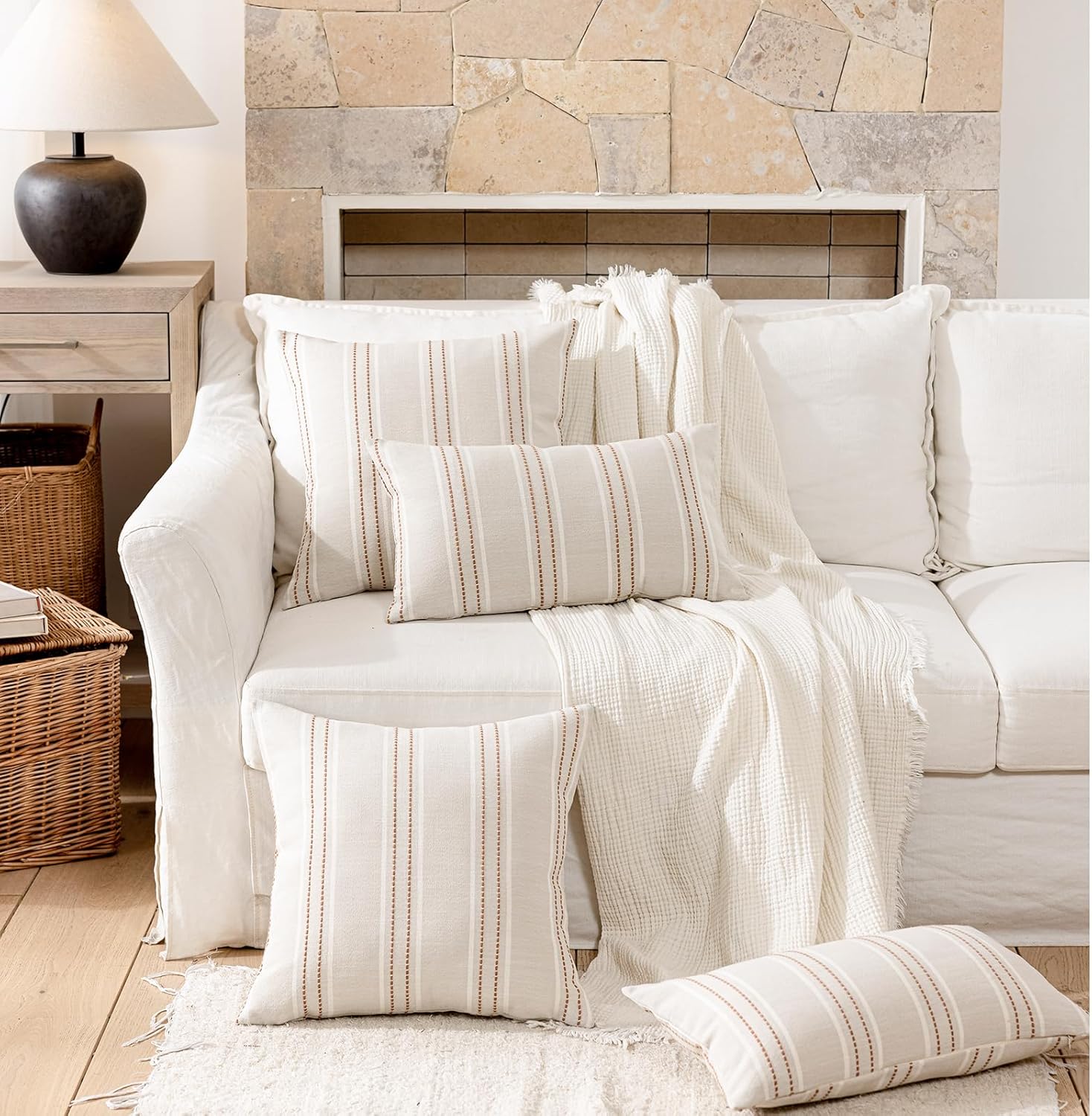 Throw Pillow Covers Pillow Covers Farmhouse Decorative Pillows Textured / Camel / 18 x 18 / Set of 2