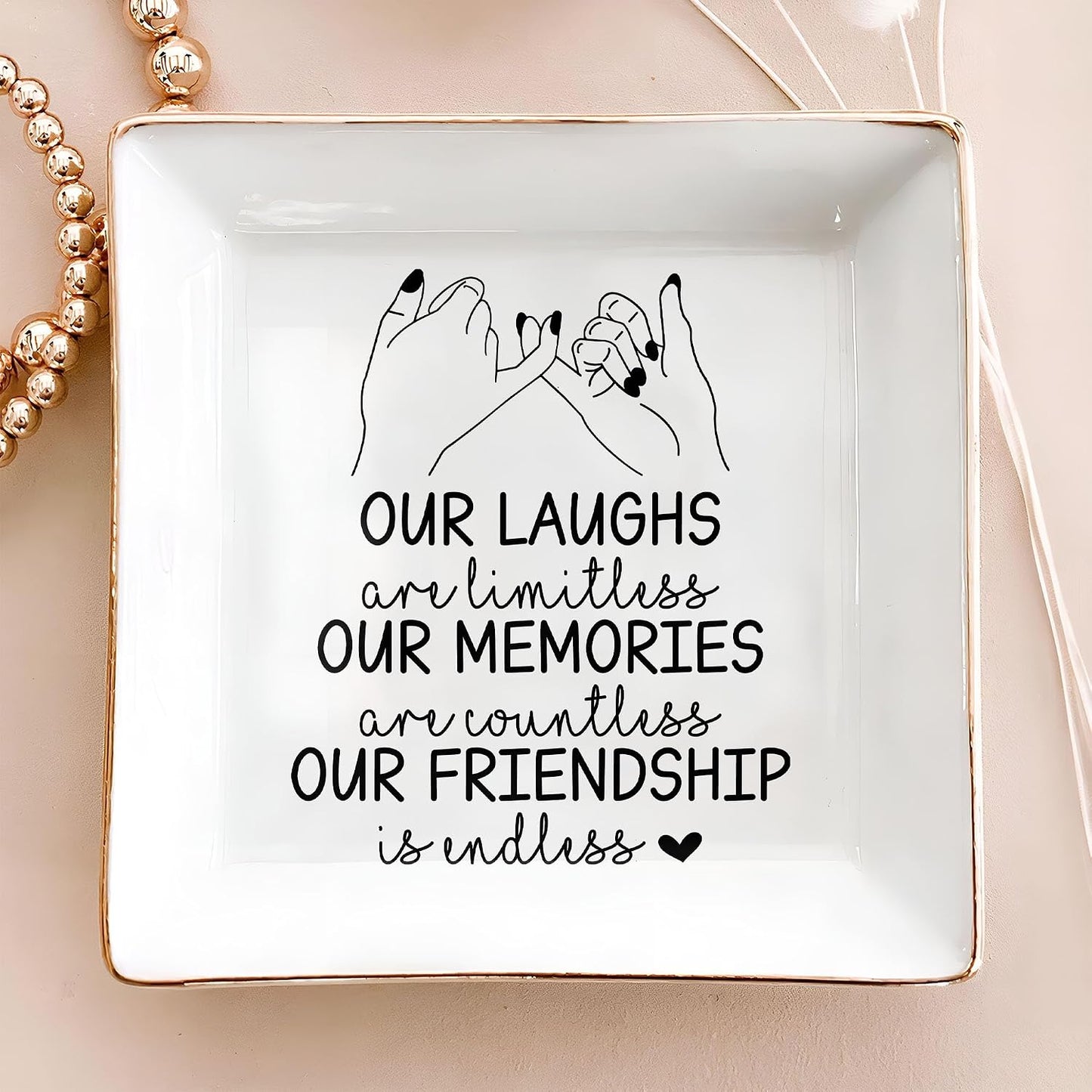 BFF 4" Ceramic Jewelry Tray / Pinky Promise Bestie