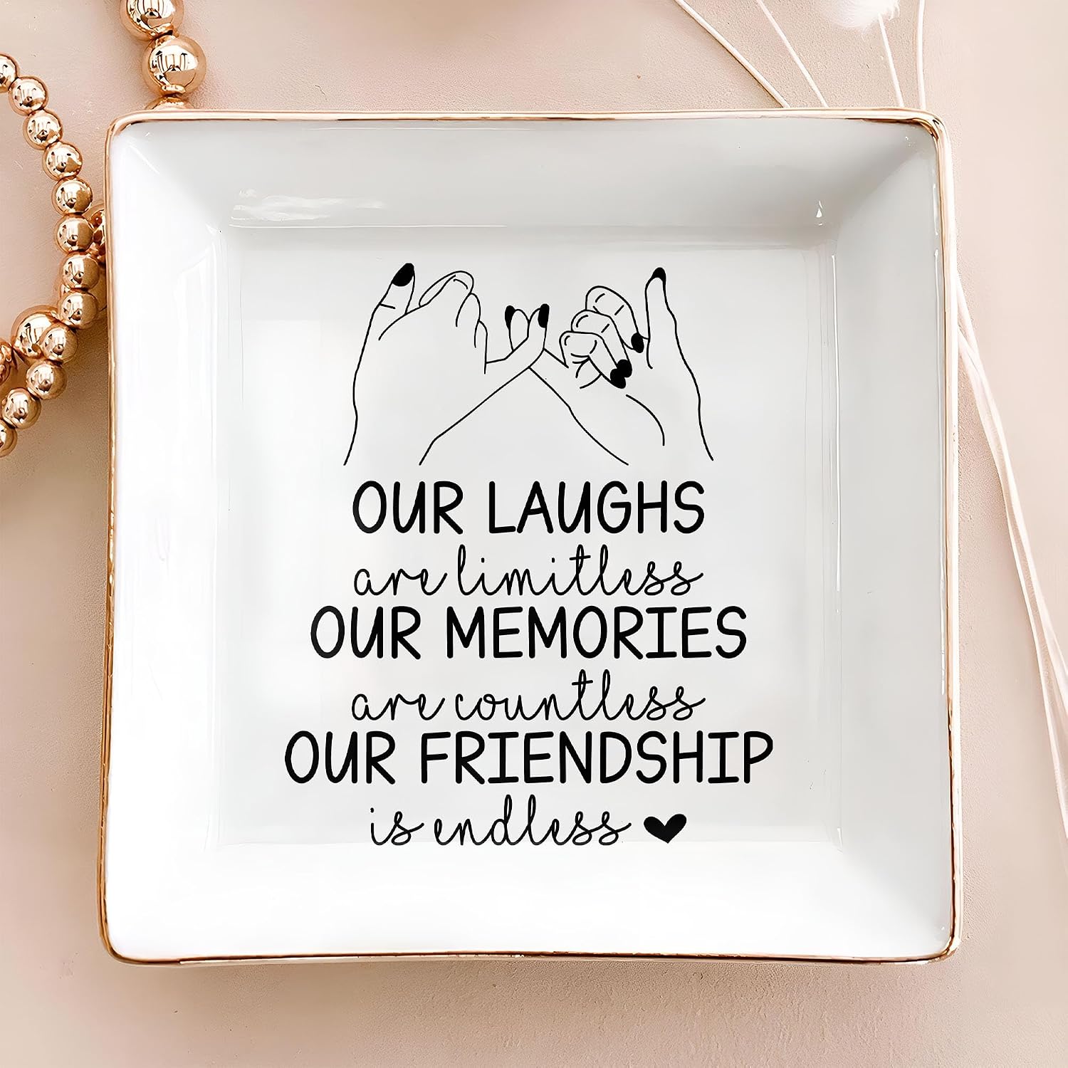 BFF 4" Ceramic Jewelry Tray / Pinky Promise Bestie