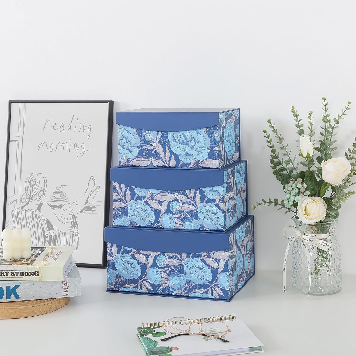 Memory Keepsake Boxes / Manor Blue / Set of 3