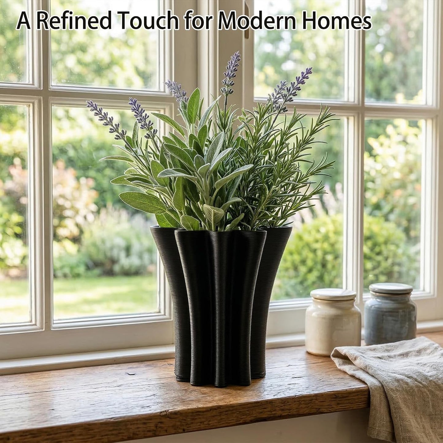 Contemporary Black Ceramic Vase / Black-d, 5.5 Inch
