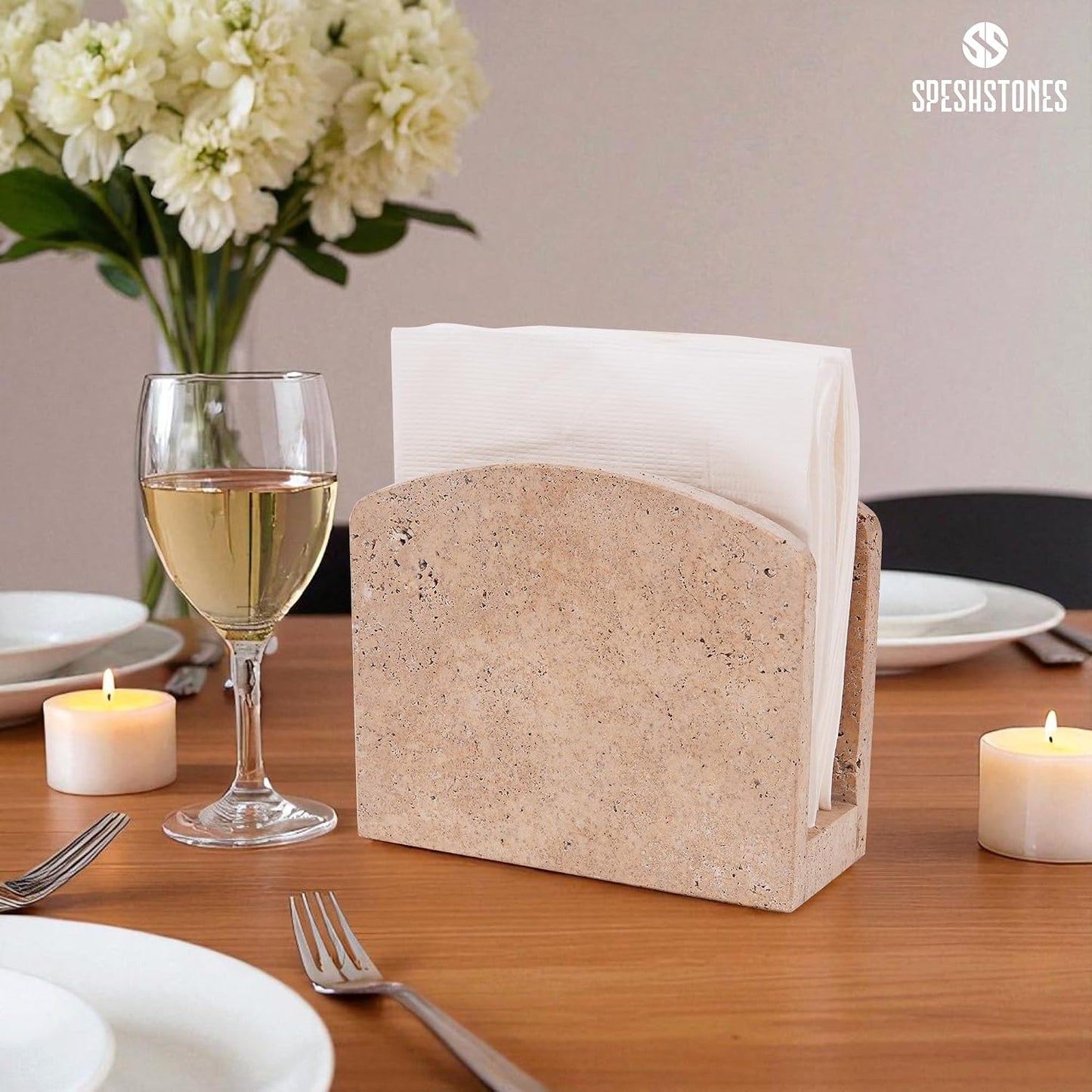 Stone Paper Napkins Organizer / Earthy Color / 6.5 Inch