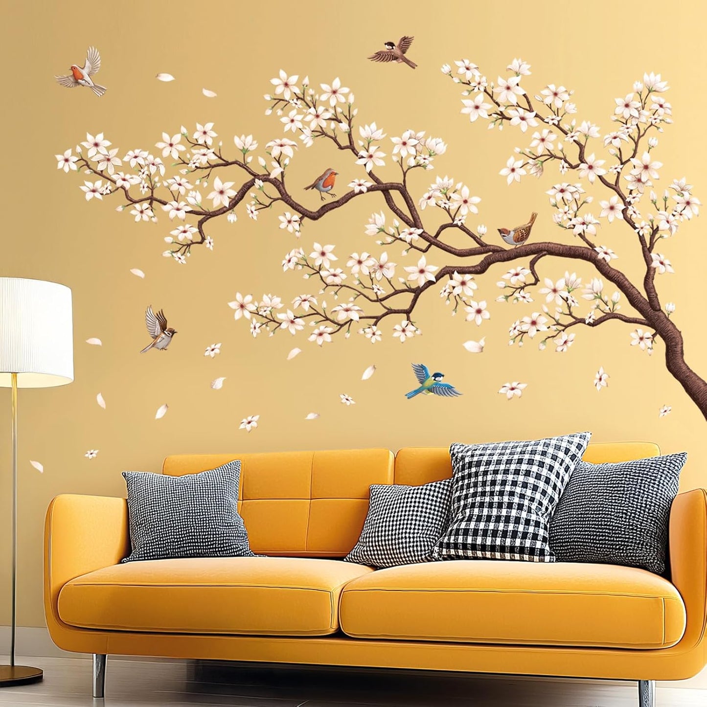 SG4-2317 Oriental Flower Tree Wall Stickers declas Kids Bedroom Cherry Blossom Birds Branch décor