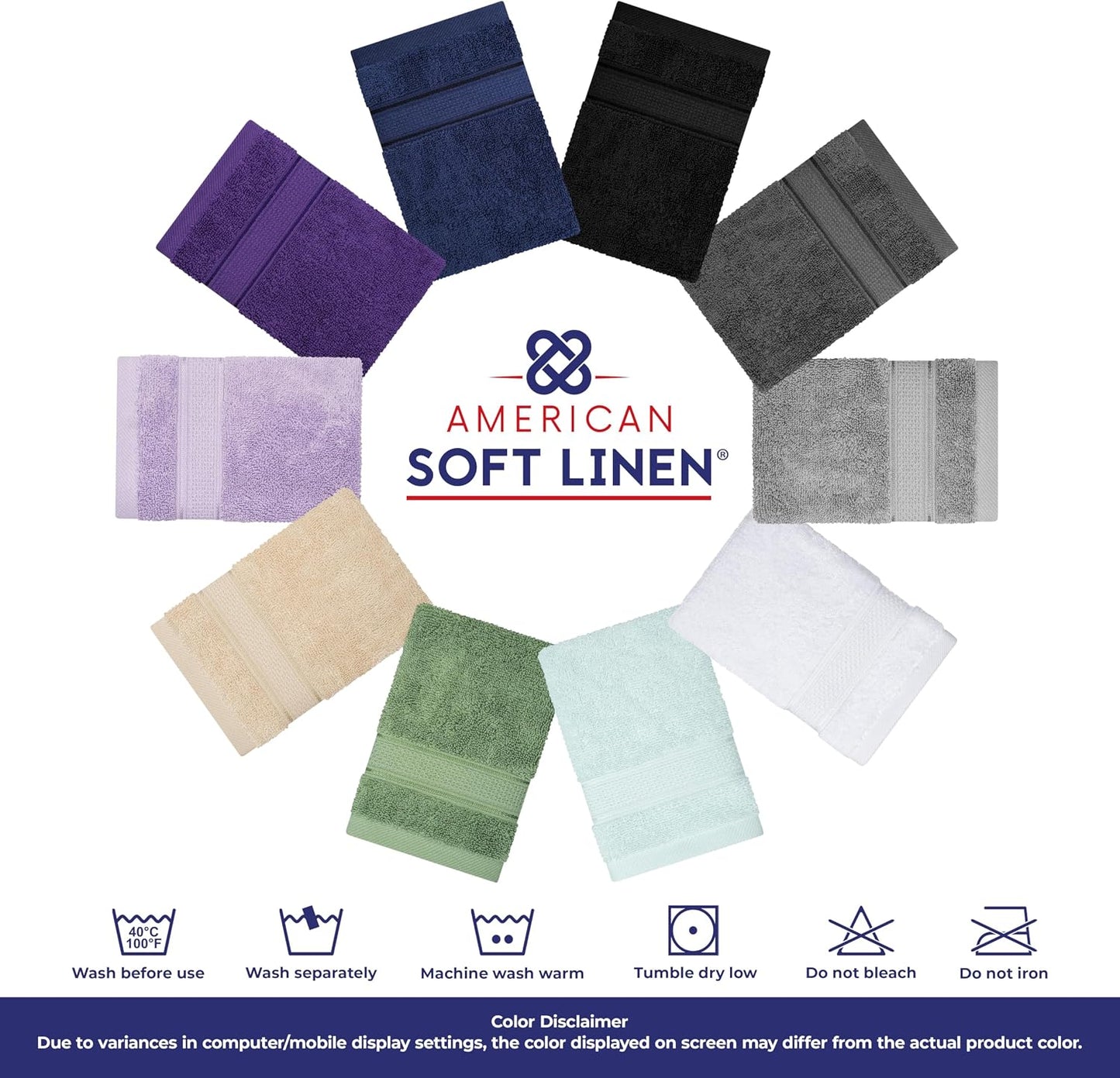 American Soft Linen Salem 100% Cotton Turkish 4 Piece Hand Towels for Bathroom, 600 GSM Soft Absorbent Quickdry Hand