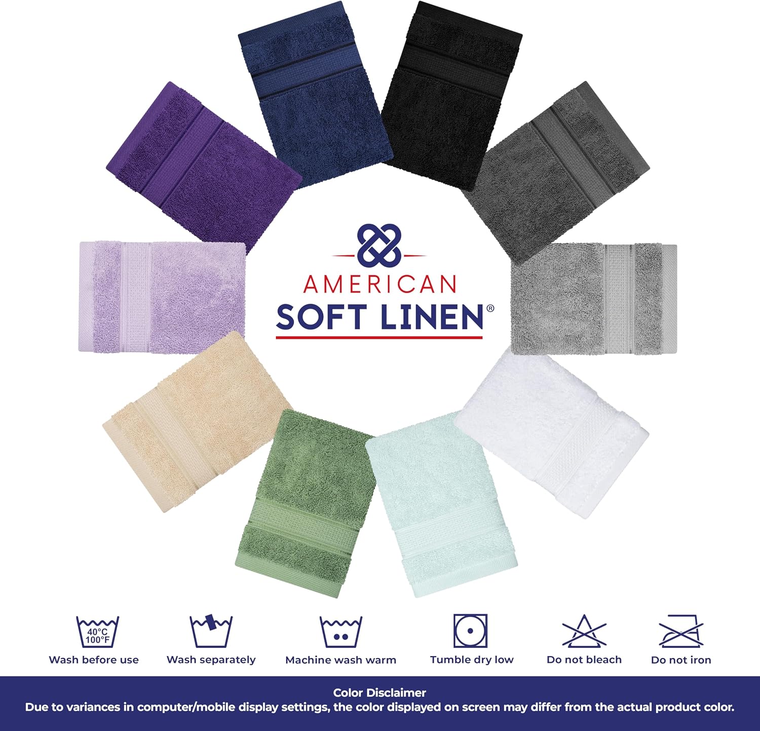 American Soft Linen Salem 100% Cotton Turkish 4 Piece Hand Towels for Bathroom, 600 GSM Soft Absorbent Quickdry Hand
