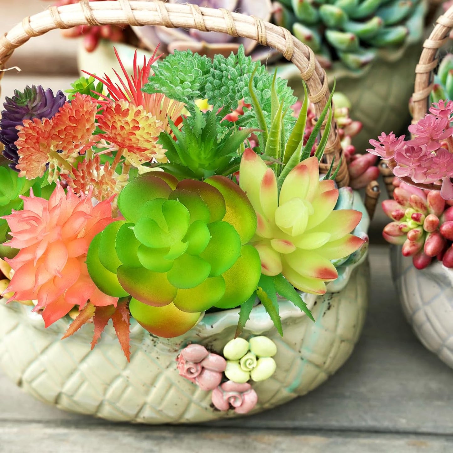 Colorful Succulents Plants Artificial / Set of 22