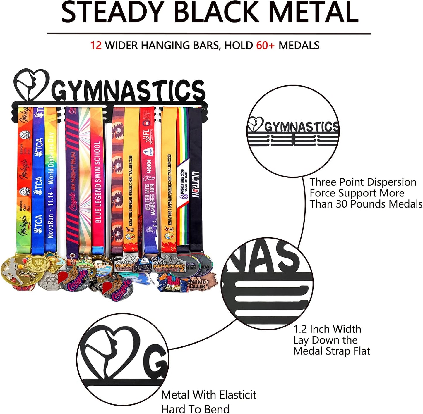 Goutoports Medal Hanger Display Rack - Personalized Award Ribbon Organizer for Sports Race Runner Gymnastics Plaques