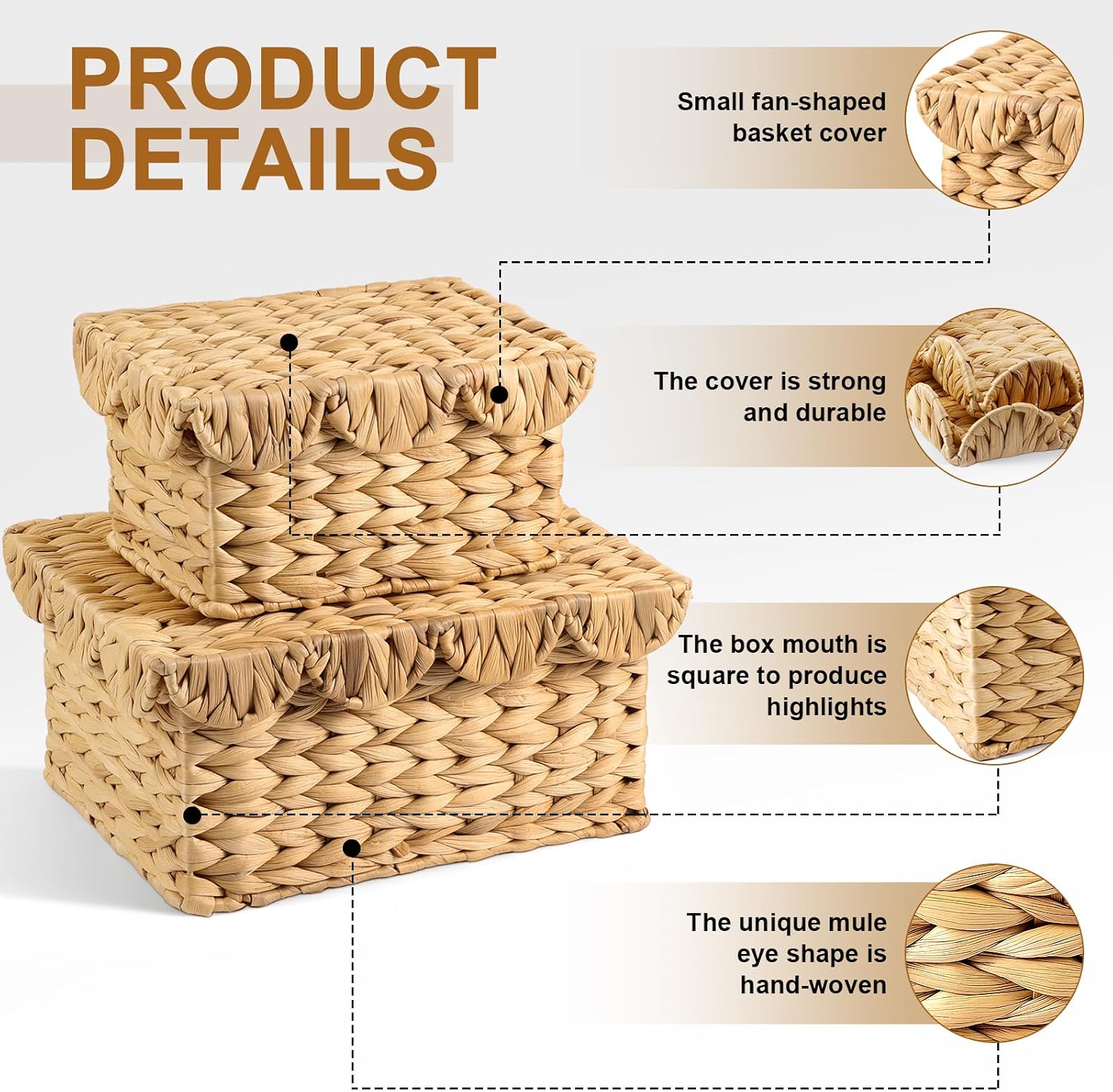 Rectangle Rattan Storage Basket / Set of 2