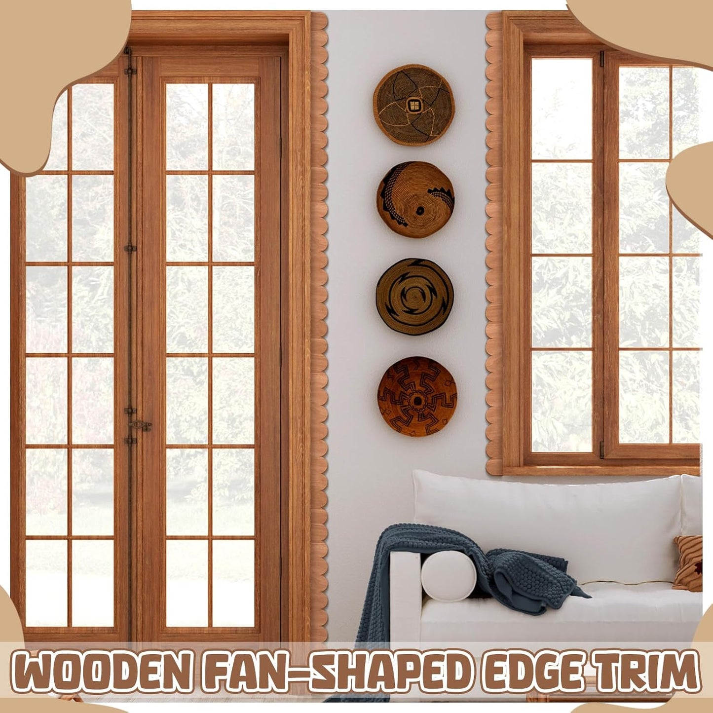 Unfinished Scalloped Decorative Wood Trim Scalloped Edge Decorative Wood / 15.75 x 1.57 / Set of 24