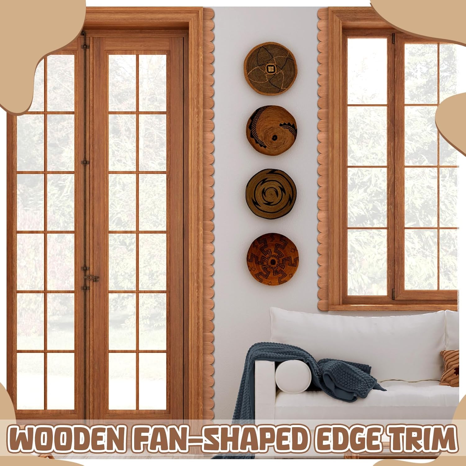 Unfinished Scalloped Decorative Wood Trim Scalloped Edge Decorative Wood / 15.75 x 1.57 / Set of 24
