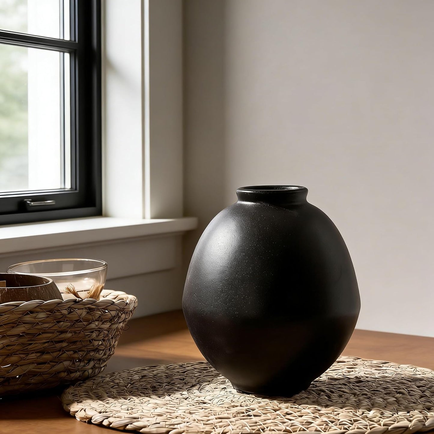 Ceramic Flower Vase / Metallic Black- 5.75 / 5.8 Inch