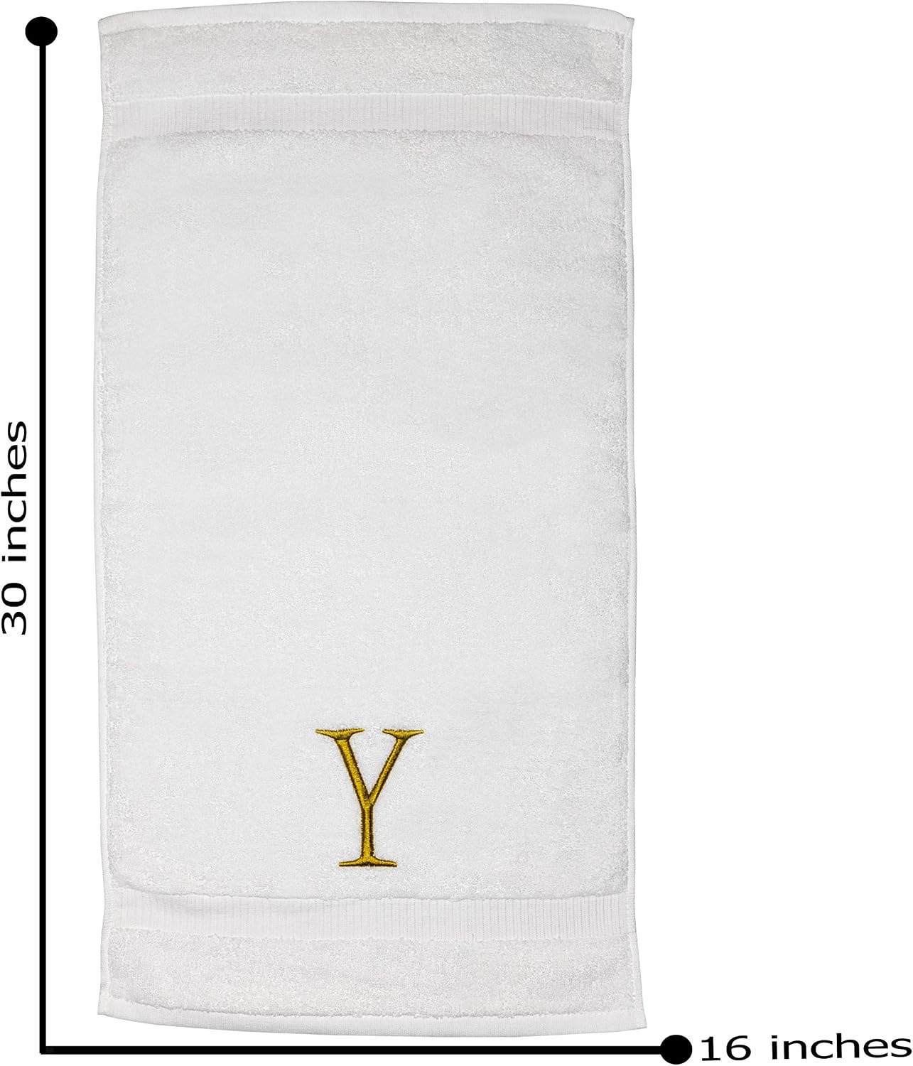 White with Gold Monogrammed Hand Towels for Bathroom - Set of 2 Letter Y | Luxury Hotel Quality Initial Towels For