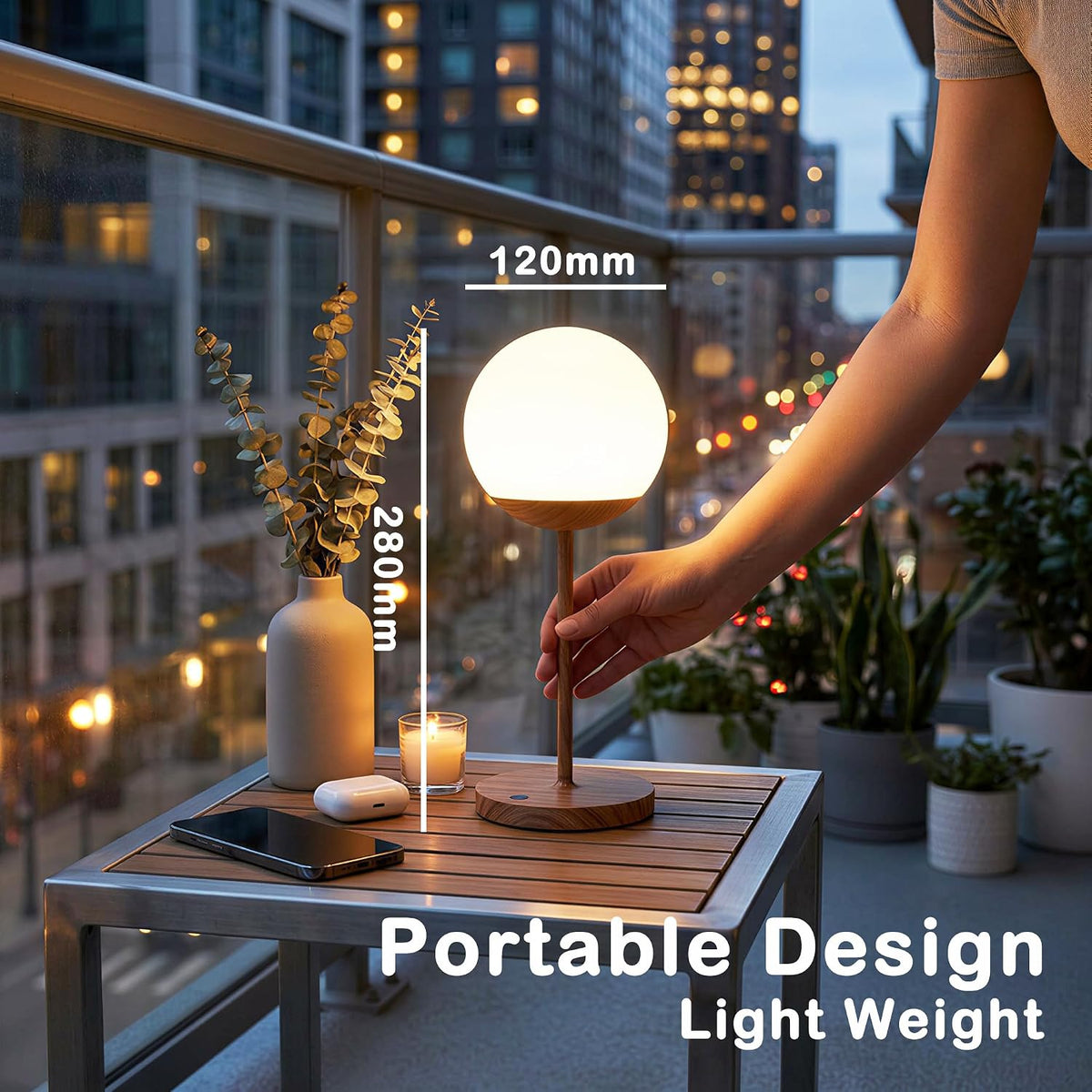 WEILAILUX Shower Lamp Waterproof, Cordless Globe Table Lamp Gold Mini | Original Design, Portable Rechargeable, Touch