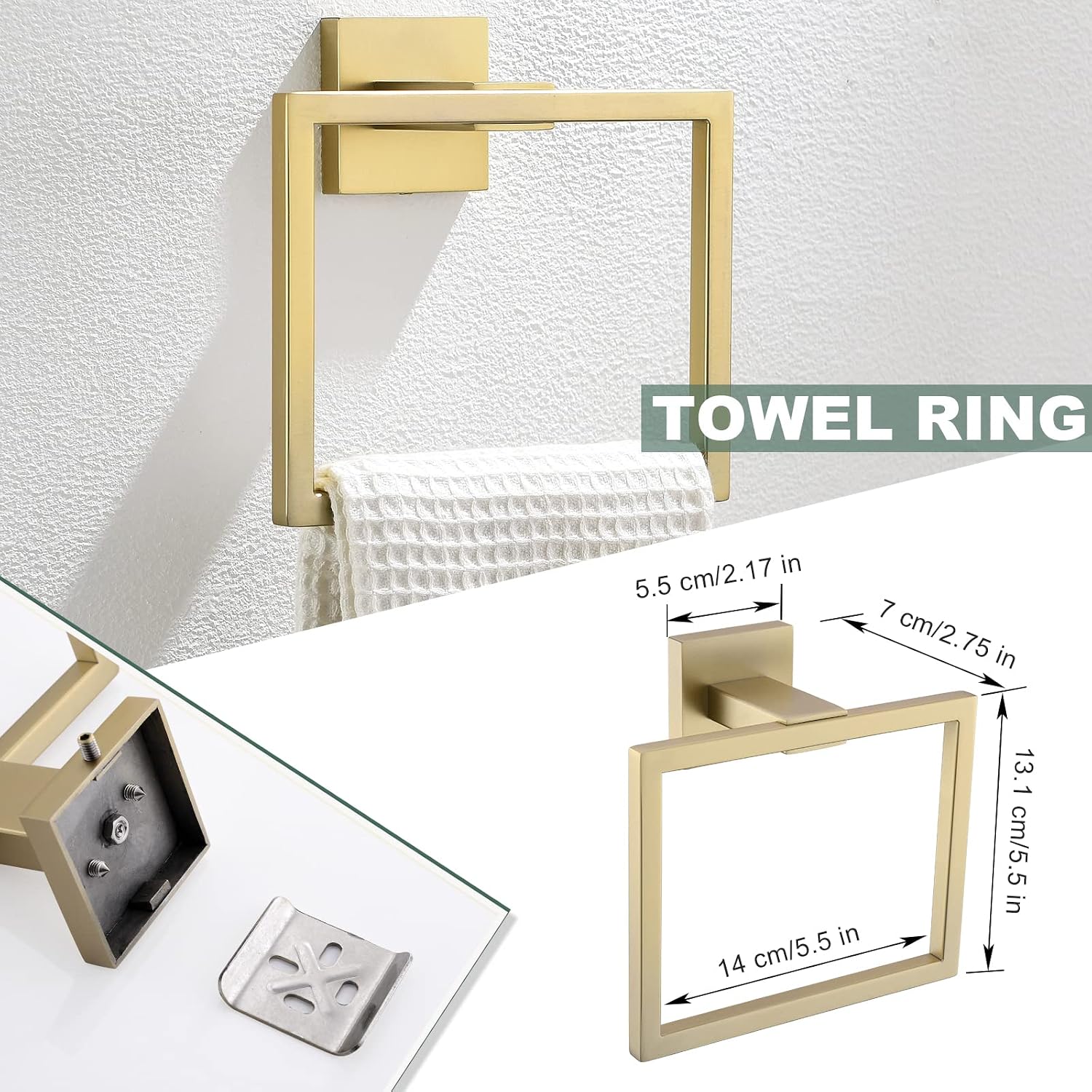 Brushed Gold Bathroom Towel Bar Holder Sets Premium Stainless Steel 4-Piece Bathroom Hardware Set Wall Mounted Bathroom