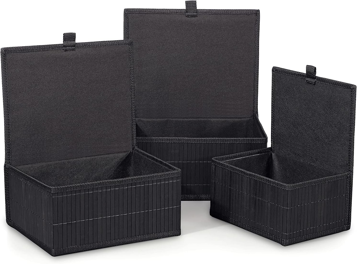 Woven Lined Storage Basket / Pure Black / Set of 3