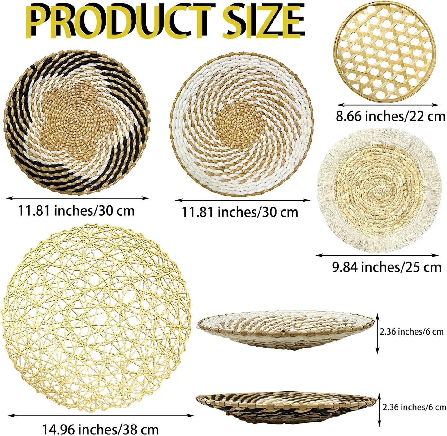 Boho Wall Basket Decor / Set of 5