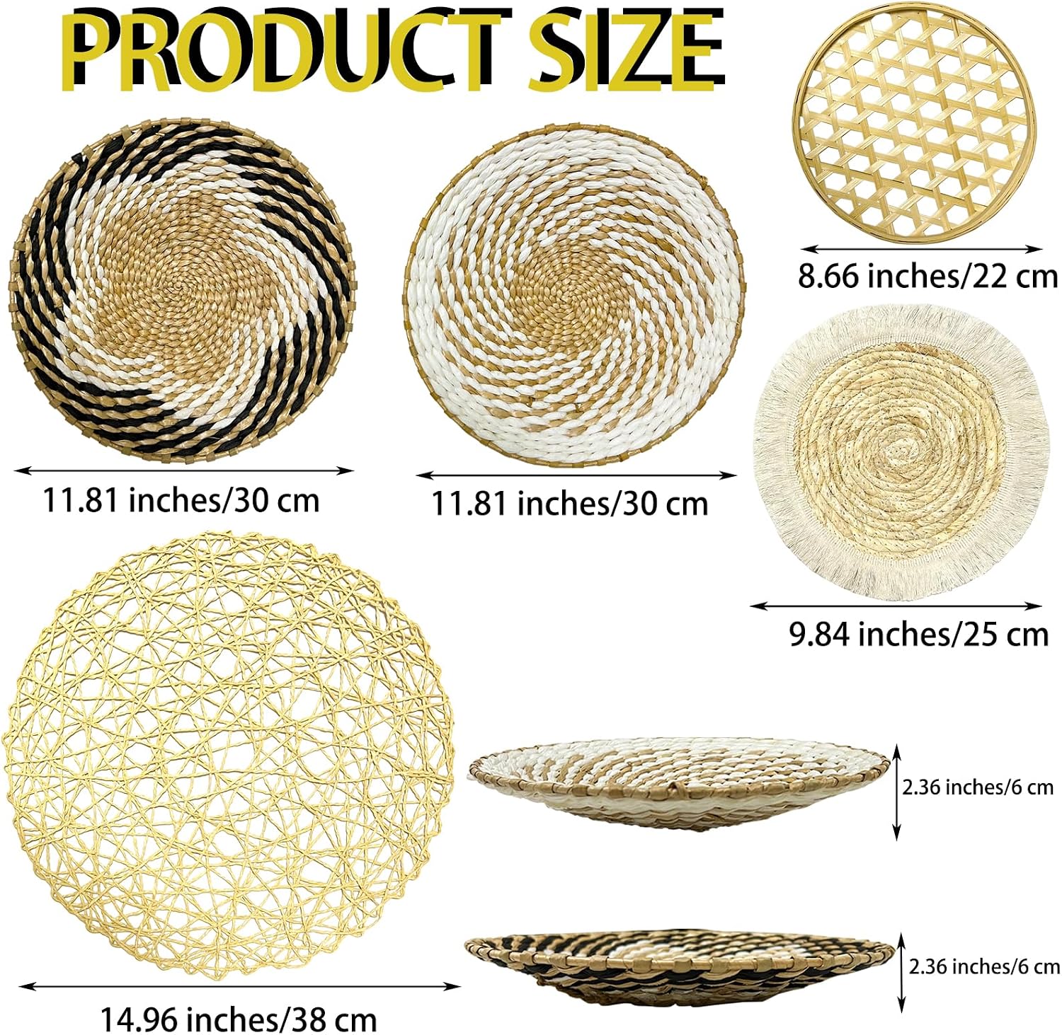 Boho Wall Basket Decor / Set of 5