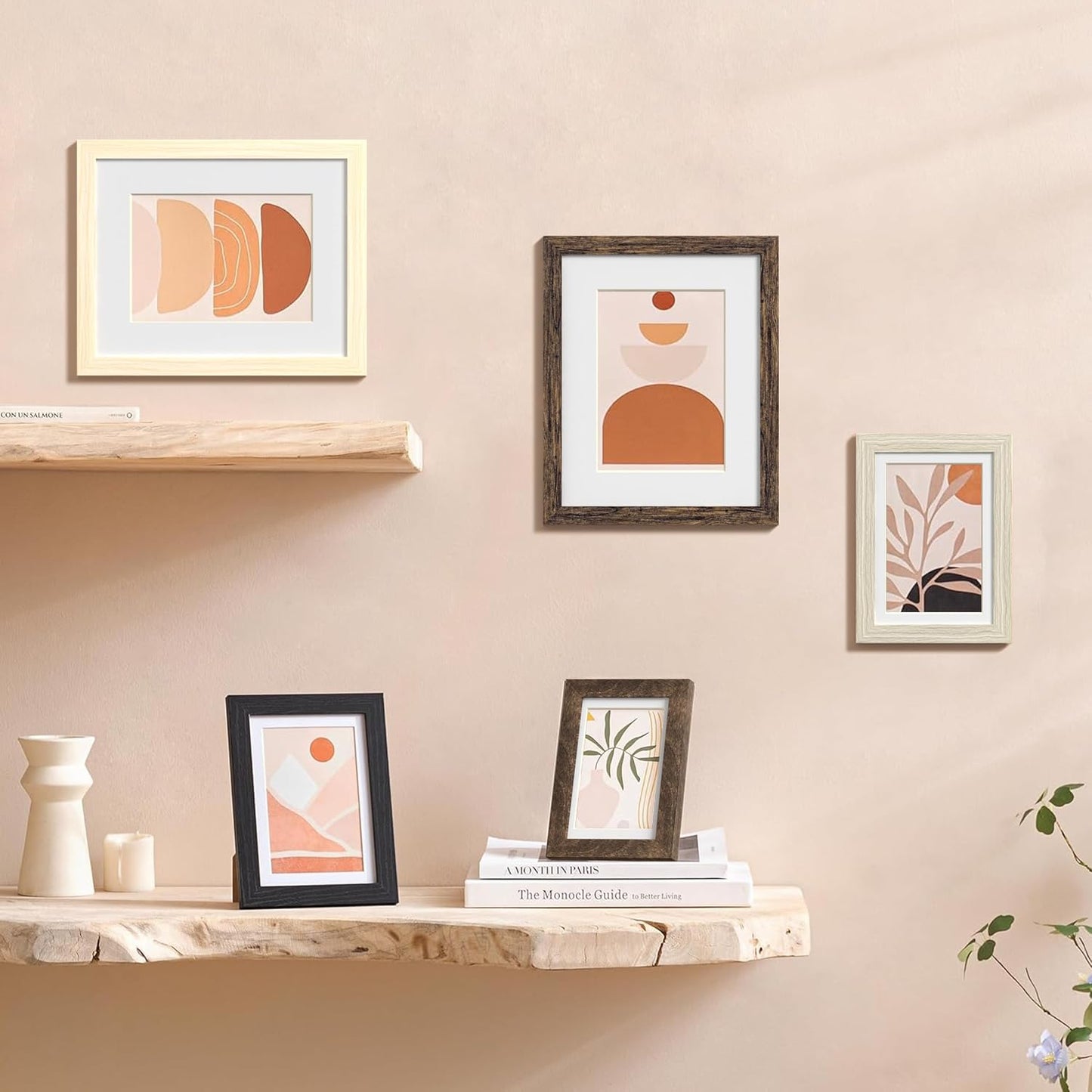 eletecpro 5x7 Picture Frames, Acrylic Cover, Multi Color, Set of 10 | Display Photo 4x6 with Mat or 5x7 without