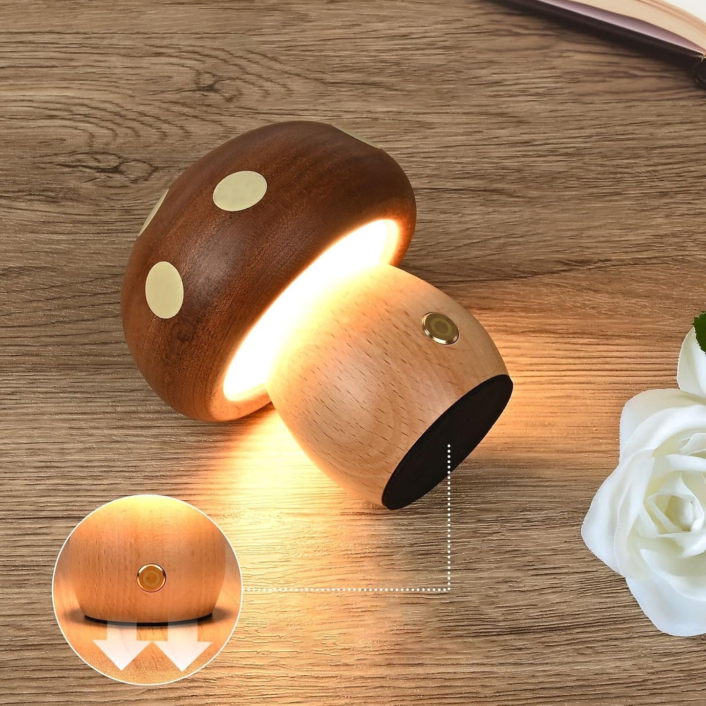 Wooden Mushroom Lamp / Bronze