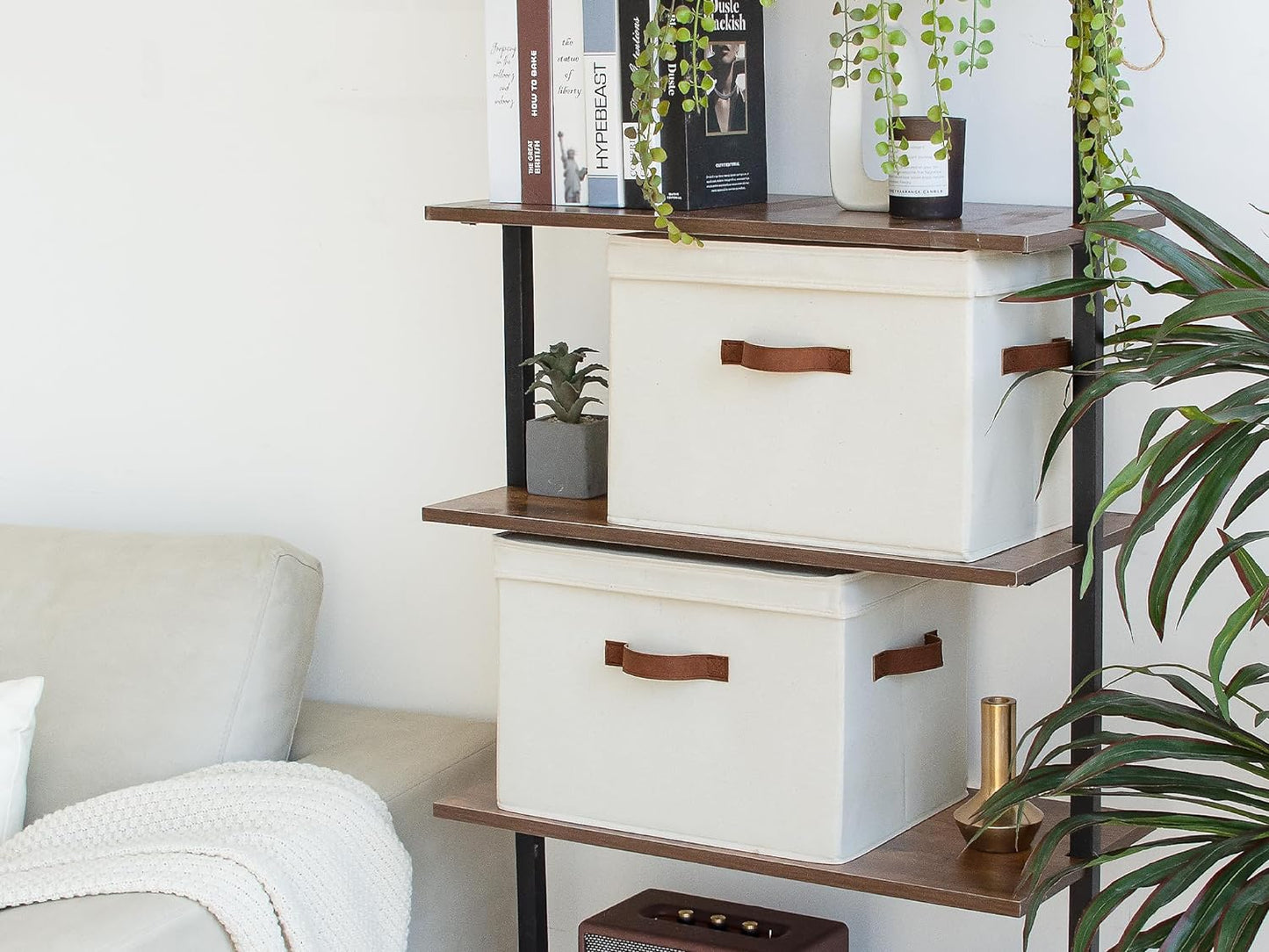 Fabric Storage Bins / Ivory White / Jumbo