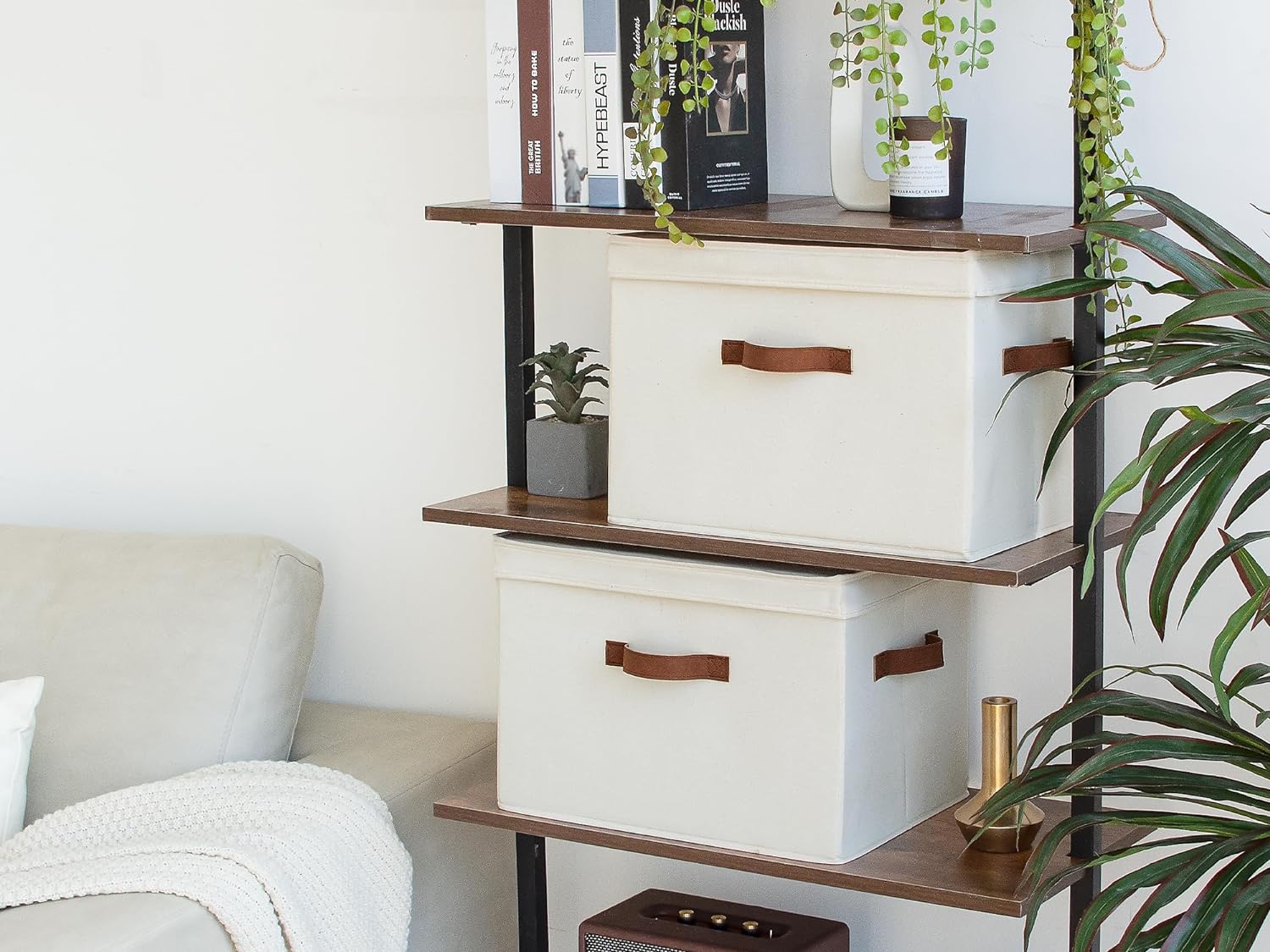 Fabric Storage Bins / Ivory White / Jumbo