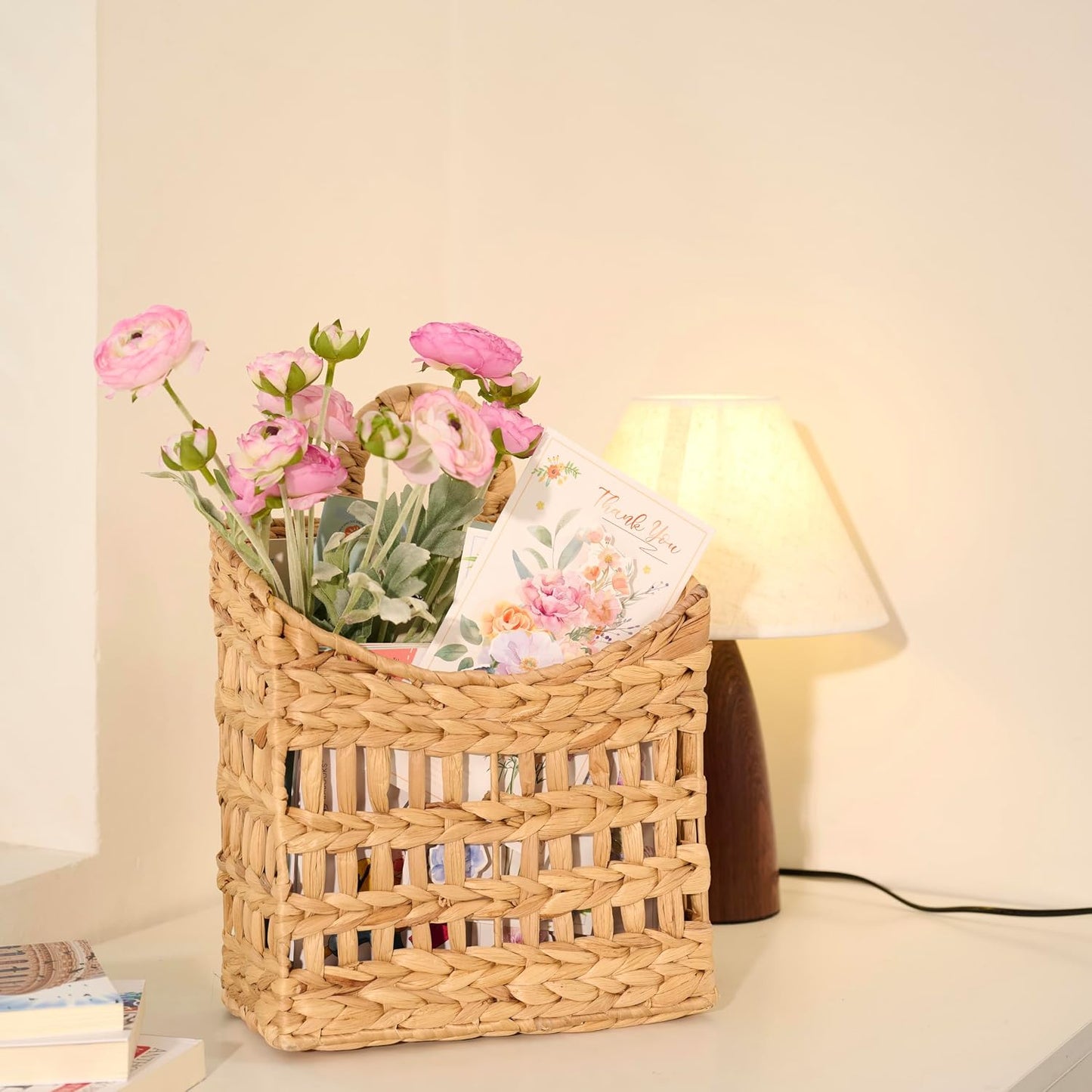 NAYA Water Hyacinth Hanging Wicker Basket