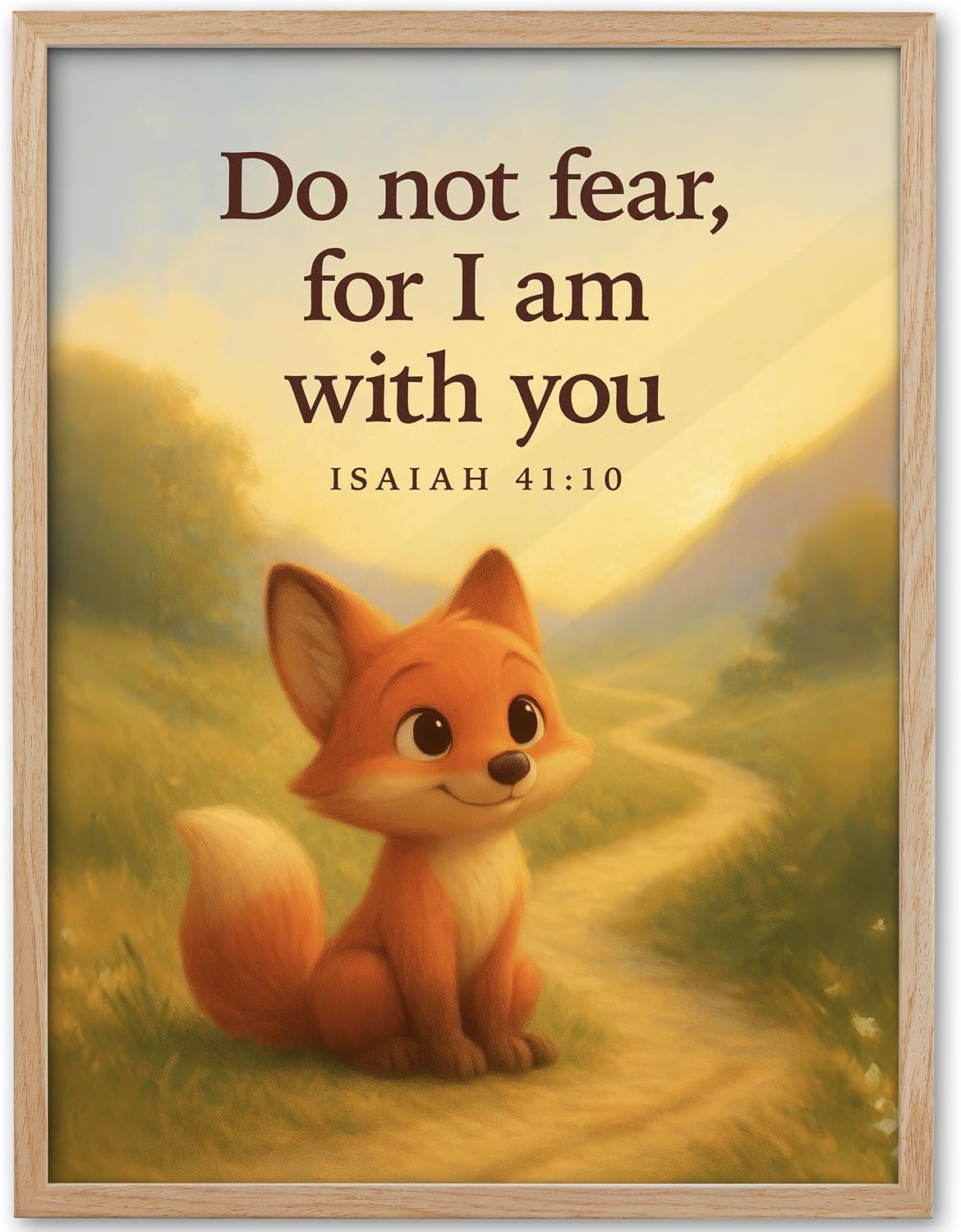 KensTro 12x16 Oak Framed Christian Nursery Wall Art, Isaiah 41:10
