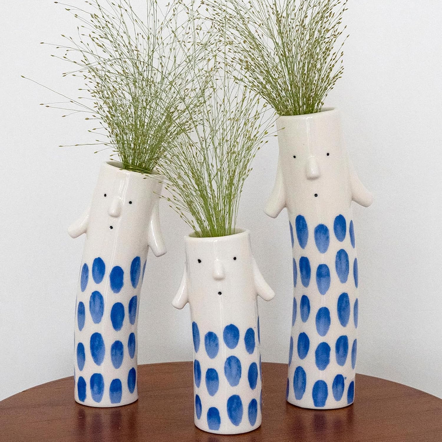 Unique Ceramic Bud Vases for Small Flower / Family Vase Blue / Set of 3