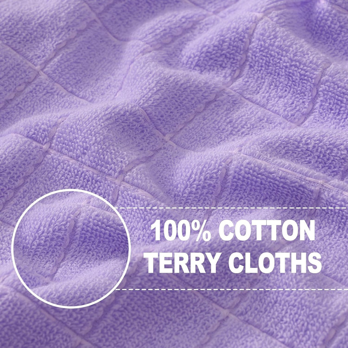 Homaxy 100% Cotton Terry Kitchen Towels, 12 Pack, Lavender | Ultra Soft and Absorbent Dish Towels for Kitchen, Suitable