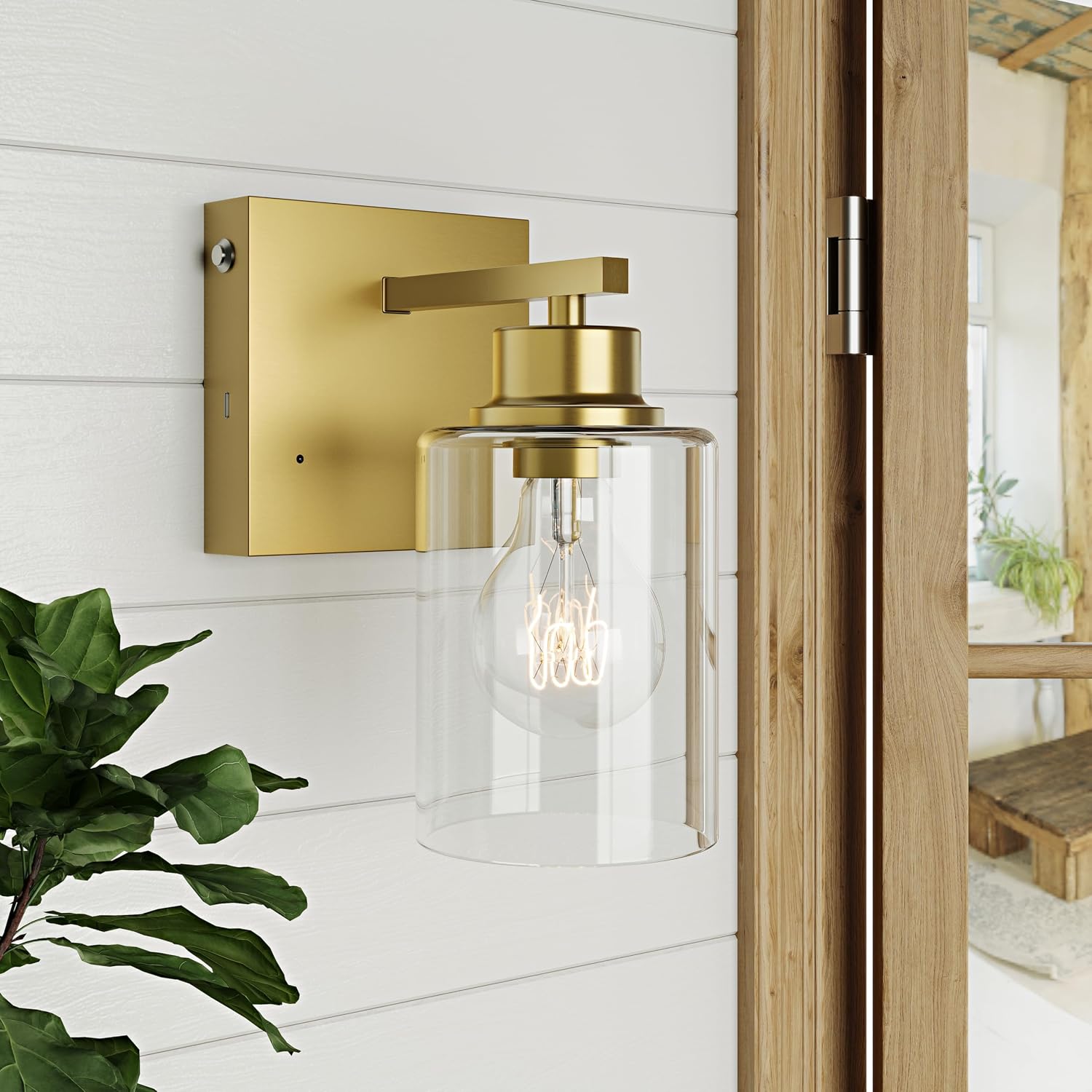 Rayogale Wireless Battery Operated Wall Sconce Set of 2 with Remote Control | Gold Dimmable Rechargeable Wall Lights