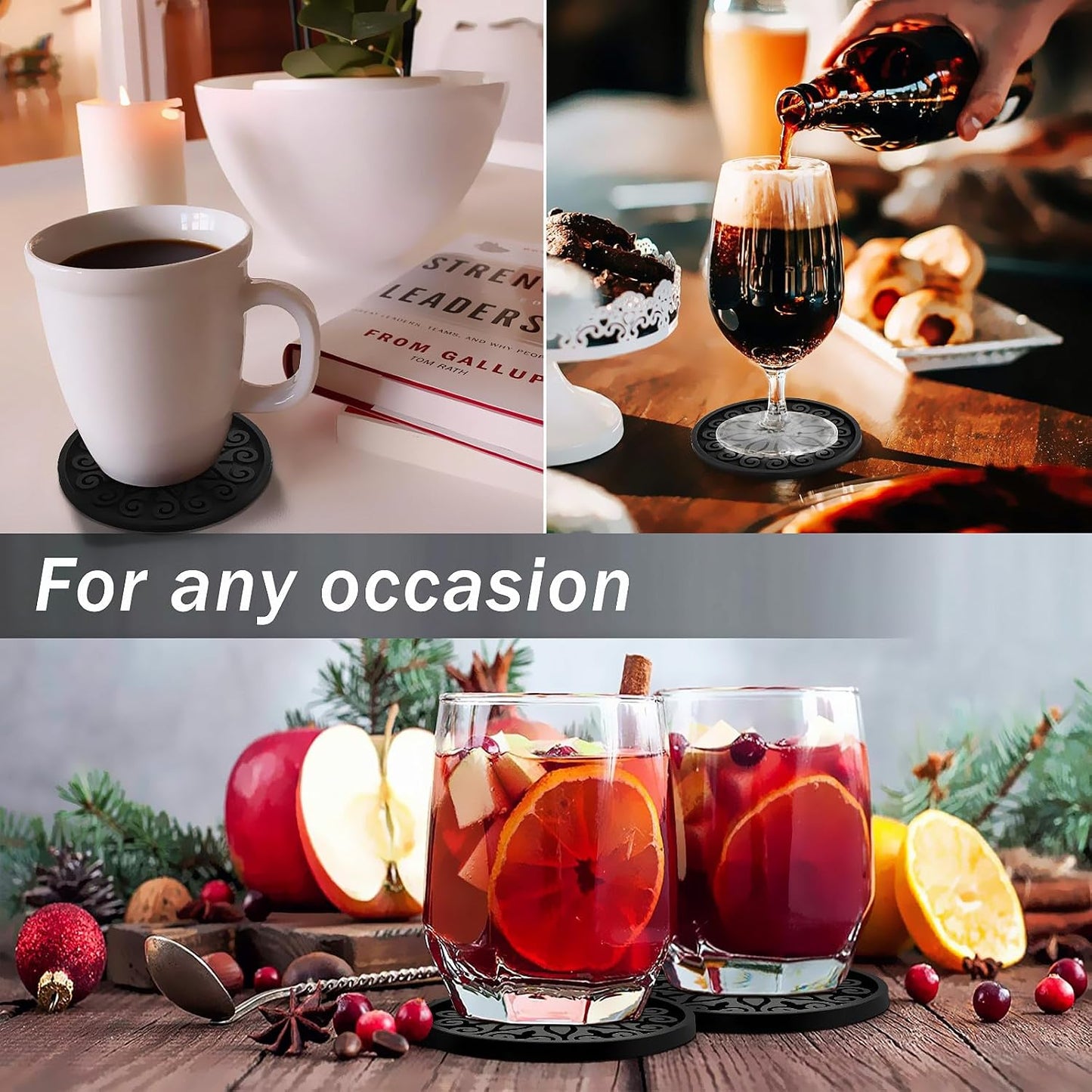 Holder / Coasters for Drinks / 6-black / Set of 6