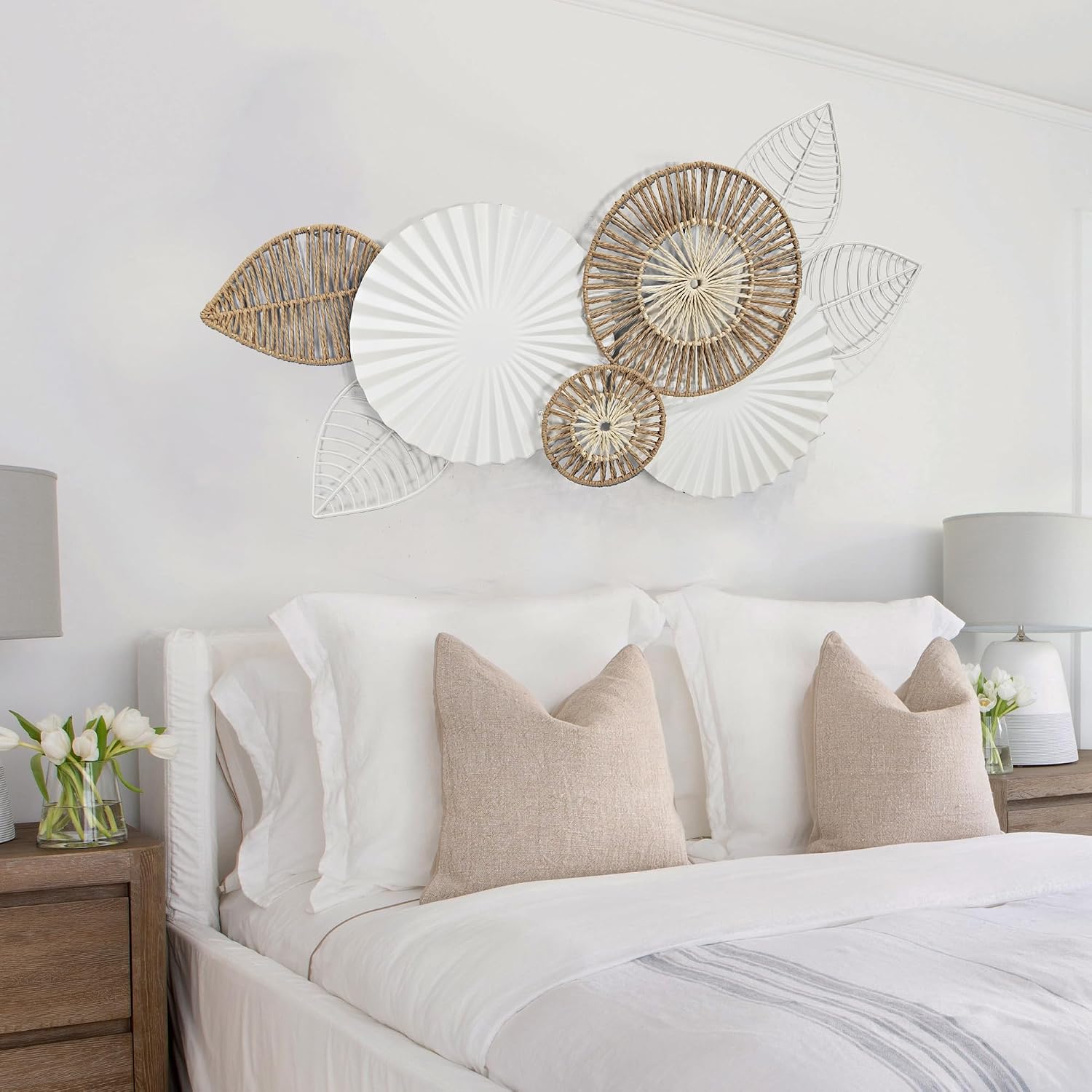 Boho Wall Decor / White Round Plate / 43 x 23