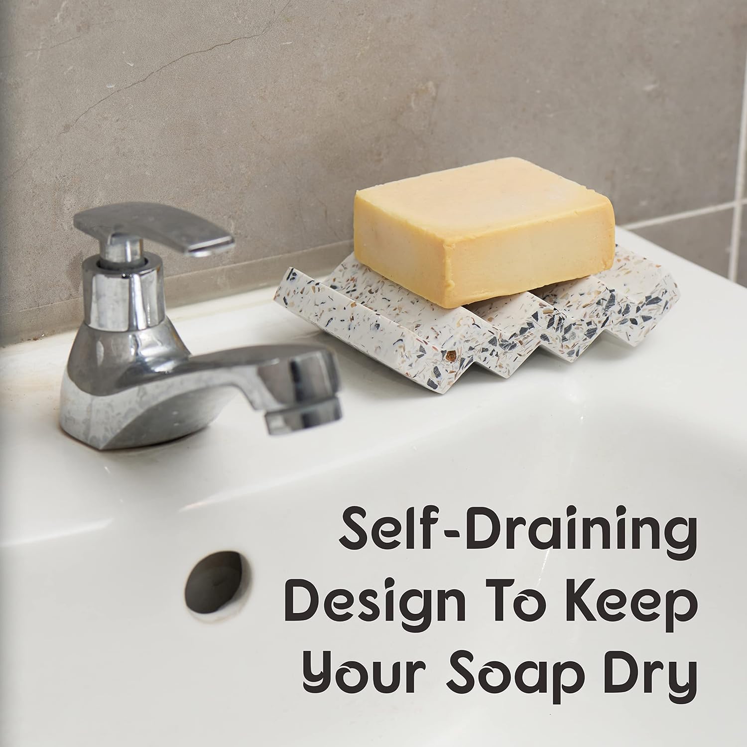 Concrete Soap Saver for Bar Soap Holder for Shower / White