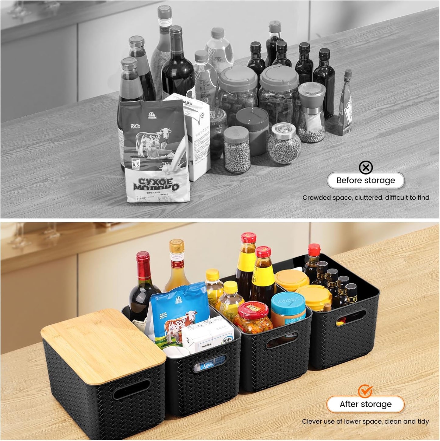 4 Packs Storage Bins / Black